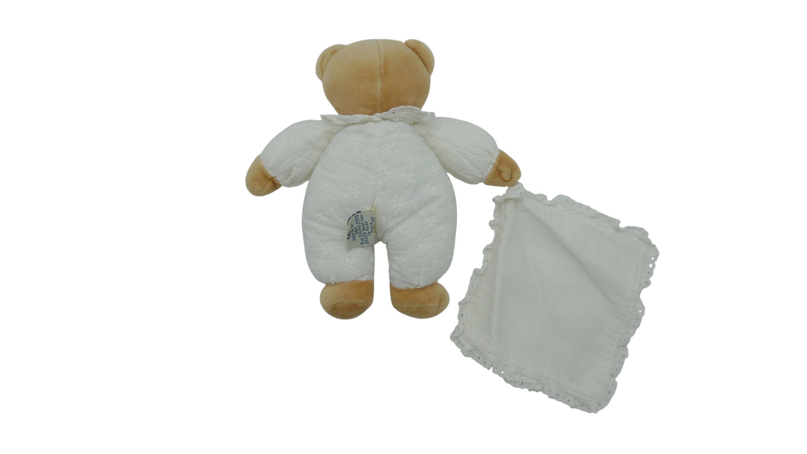 Peluche ours avec mouchoir blanc - Doudou et Compagnie - 20 cm