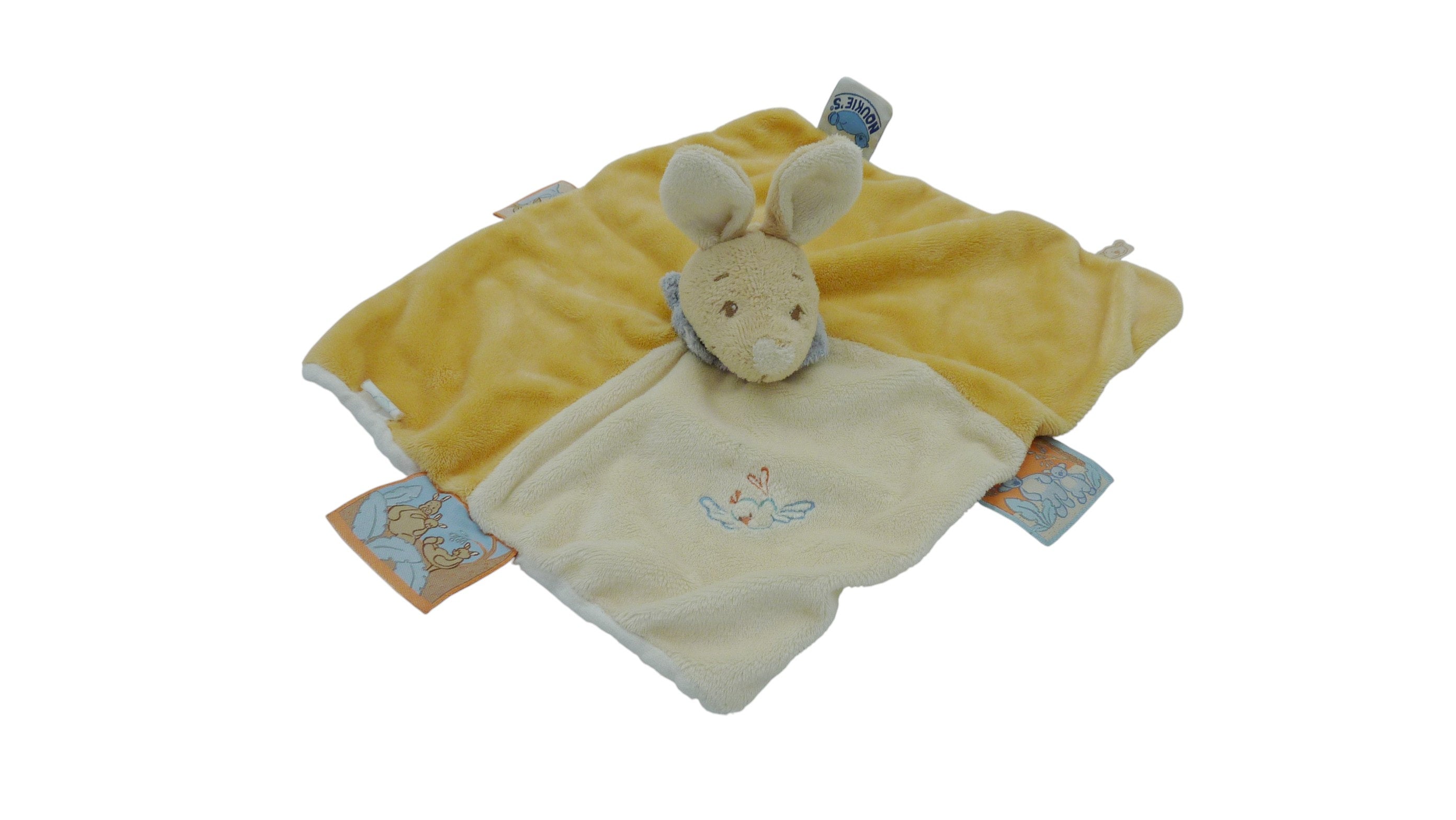 Doudou lapin plat orange crème - Noukie's