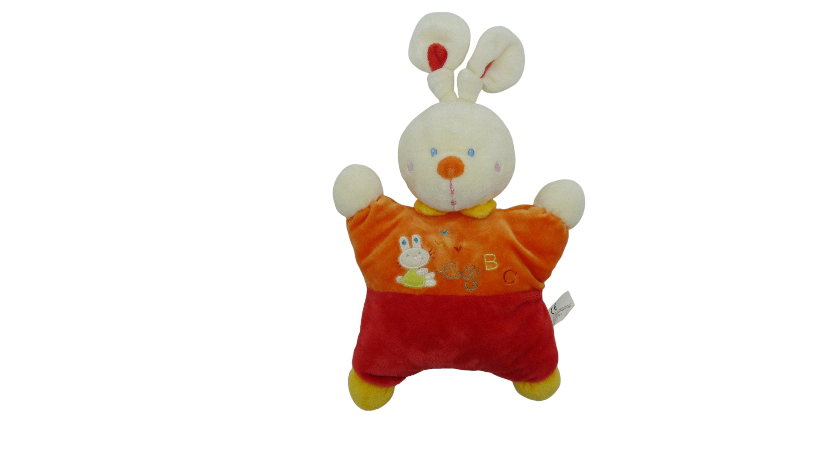 Peluche lapin rouge orange - Nicotoy - 26 cm