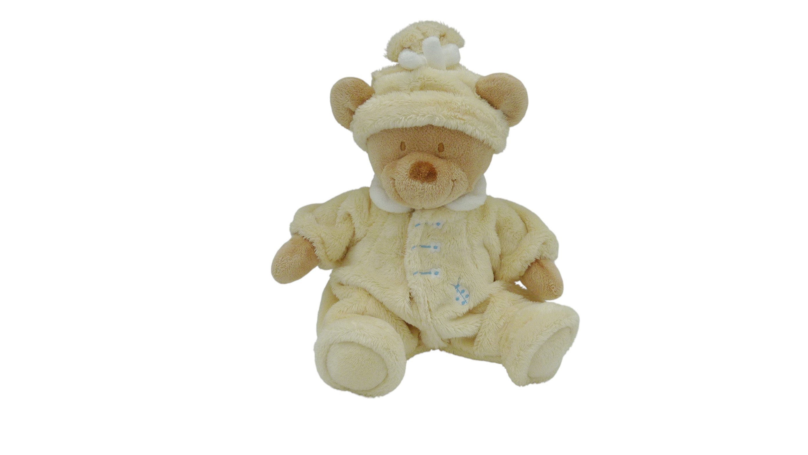Peluche ours marron jaune - Nicotoy - 30 cm