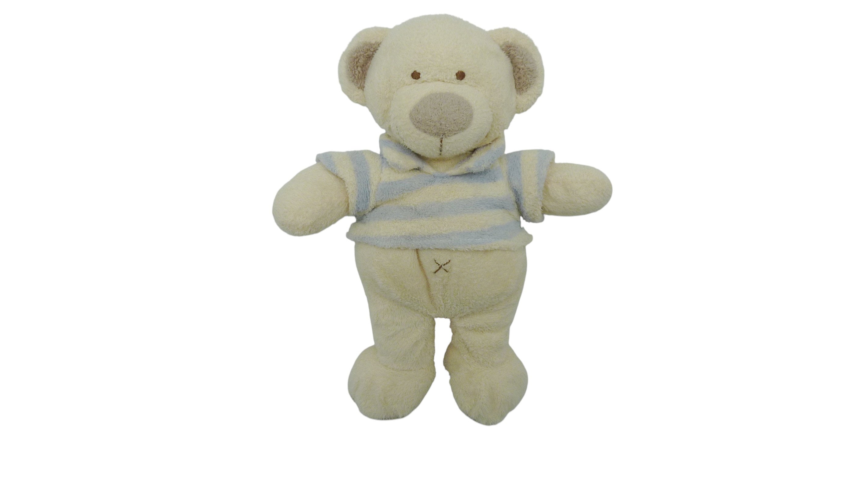 Peluche ours crème gris - Nicotoy - 28 cm