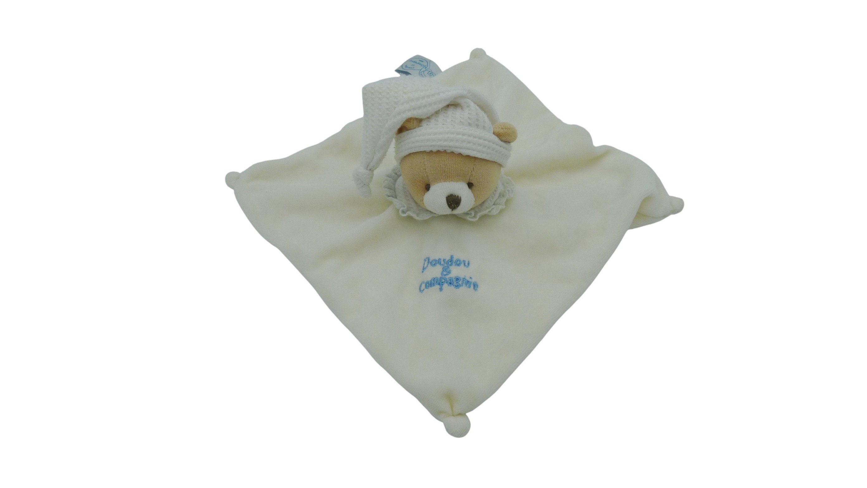 Doudou ours plat blanc - Doudou et Compagnie