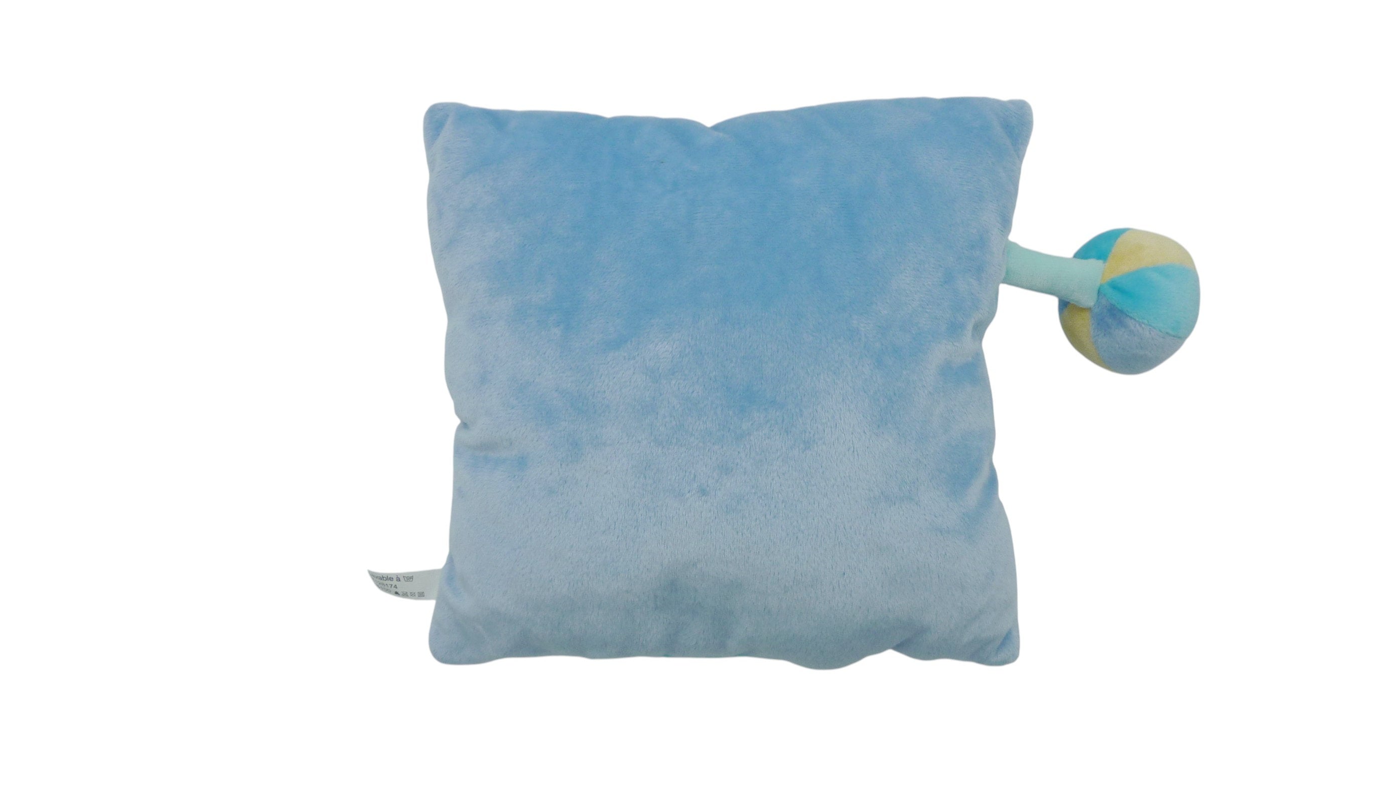 Peluche coussin ours bleu - Tex Baby - 22x22 cm