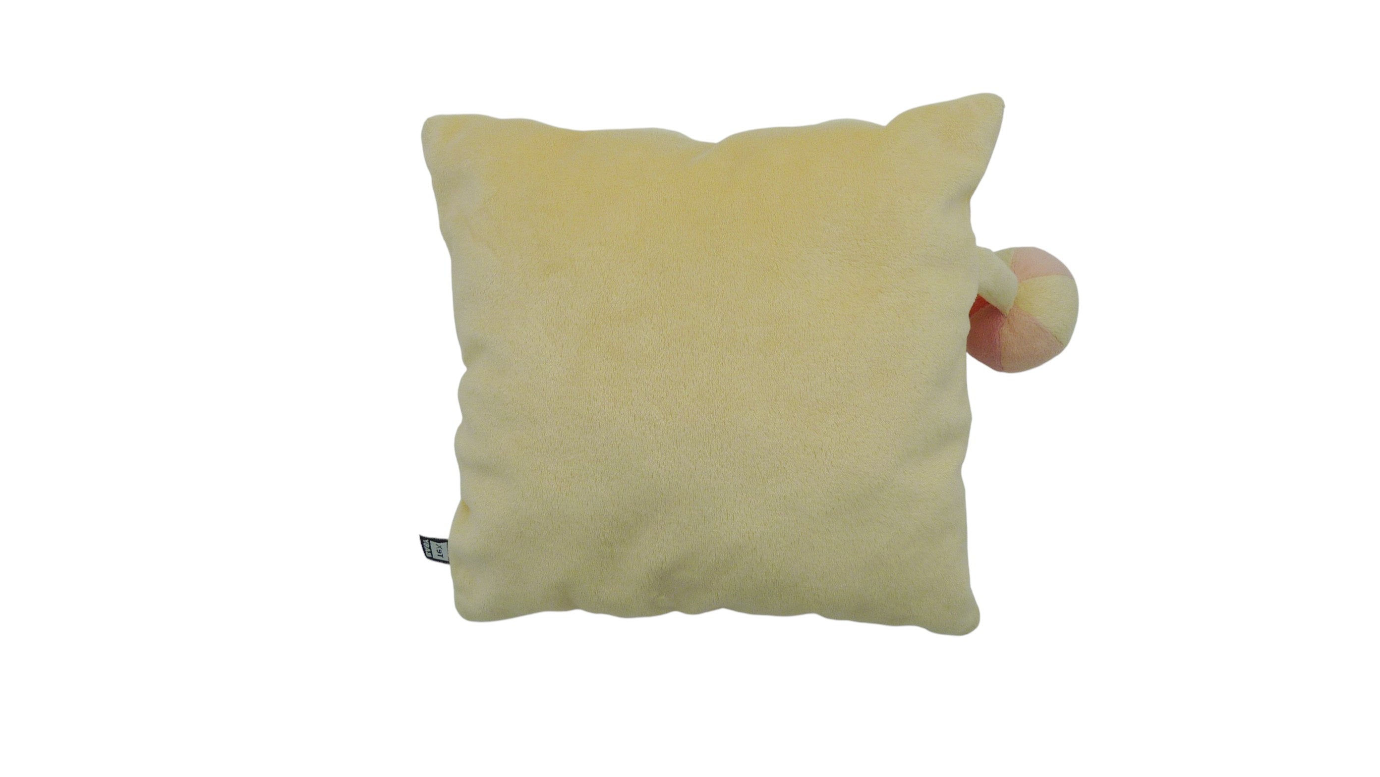 Peluche coussin souris jaune orange - Tex Baby - 22x22 cm