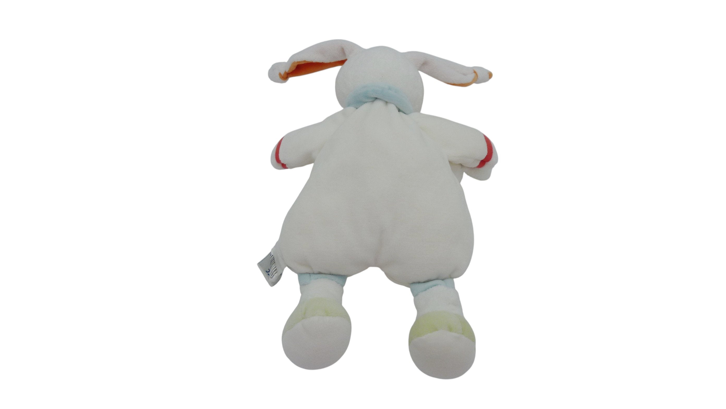 Peluche lapin et son petit lapin blanc orange - Doudou et compagnie - 31 cm