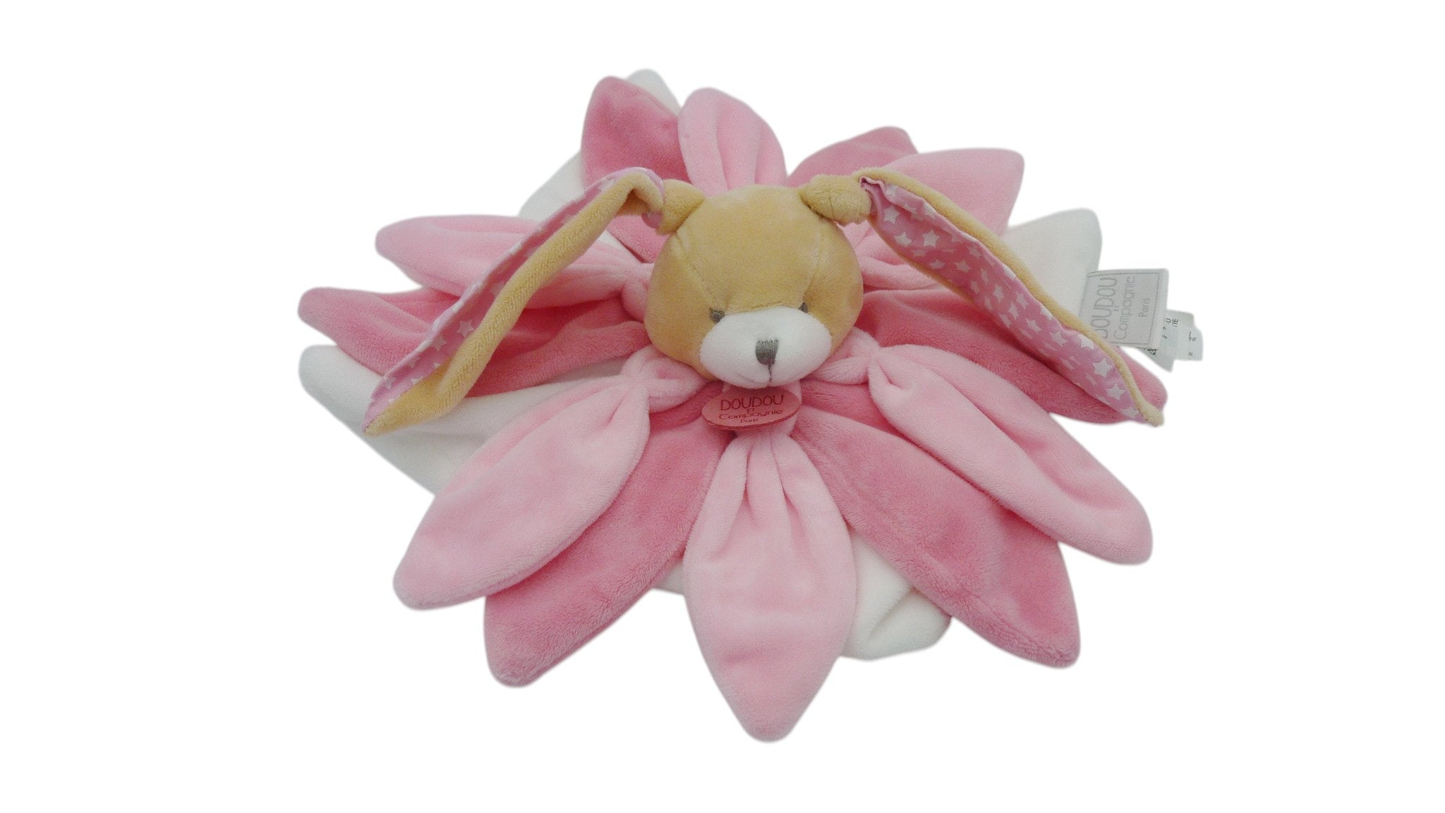 Doudou lapin plat rose blanc - Collector - DC2791 Doudou et Compagnie