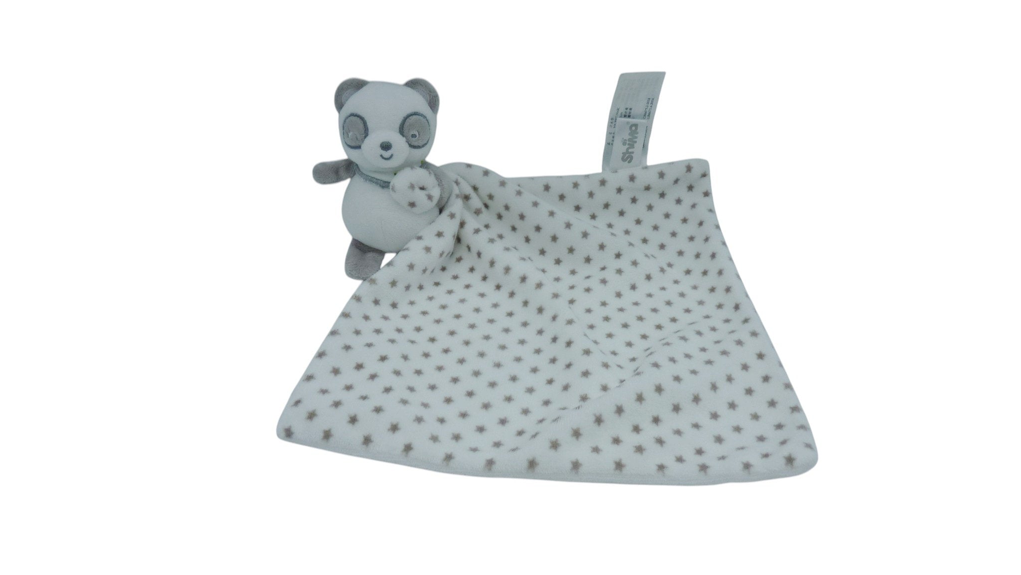 Peluche panda mouchoir gris blanc - Shima 13 cm