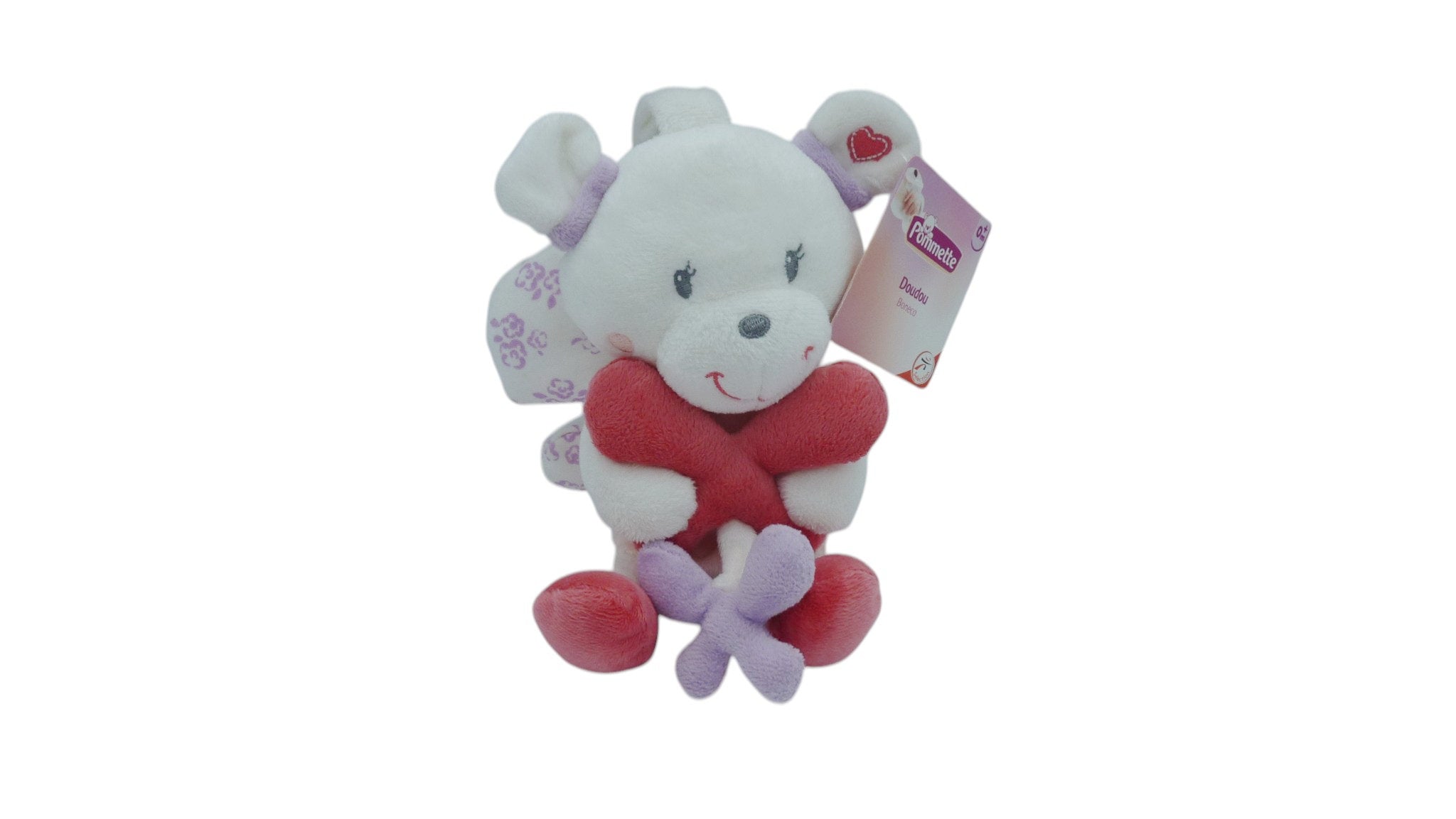 Peluche ours musical blanc rose - Pommette 23 cm