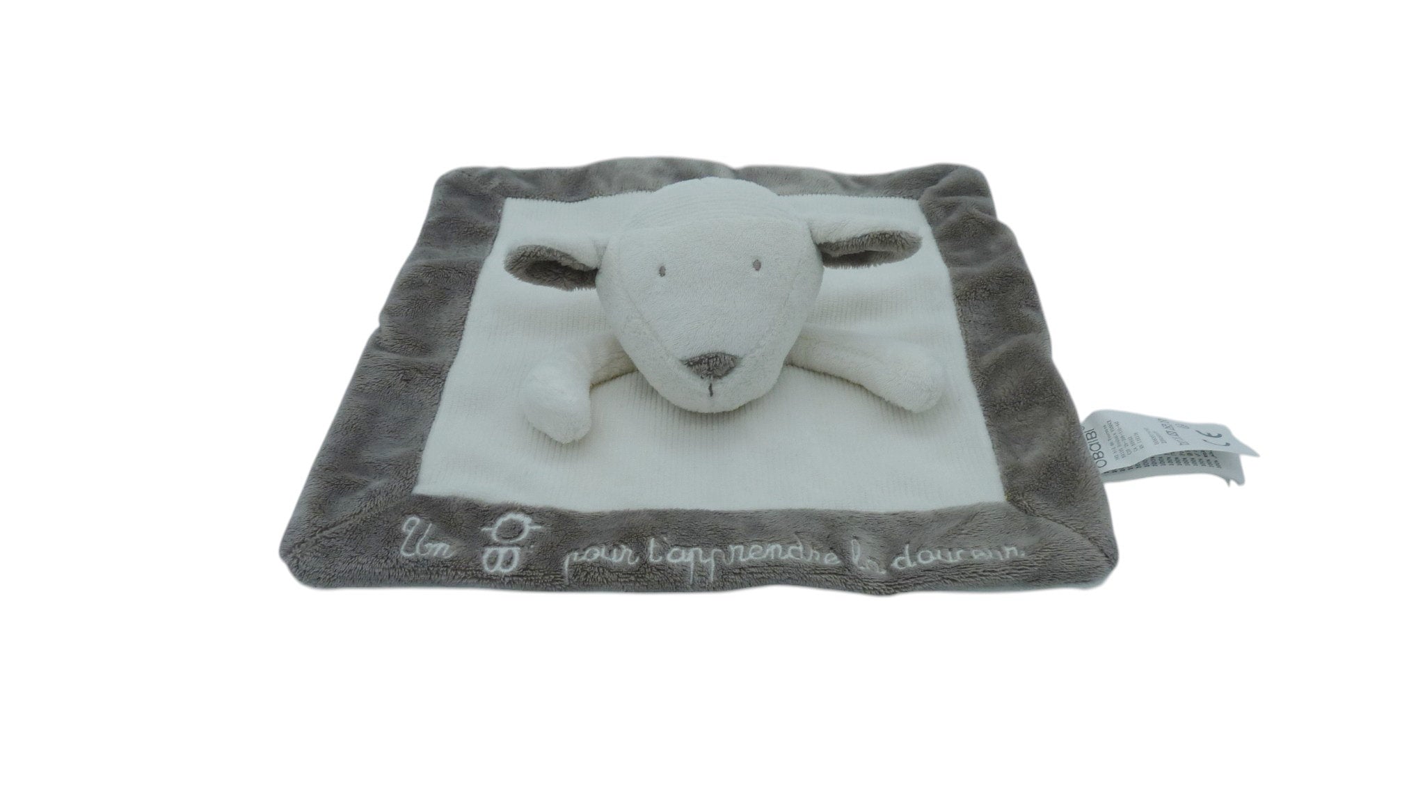 Doudou mouton plat blanc marron - Obaibi