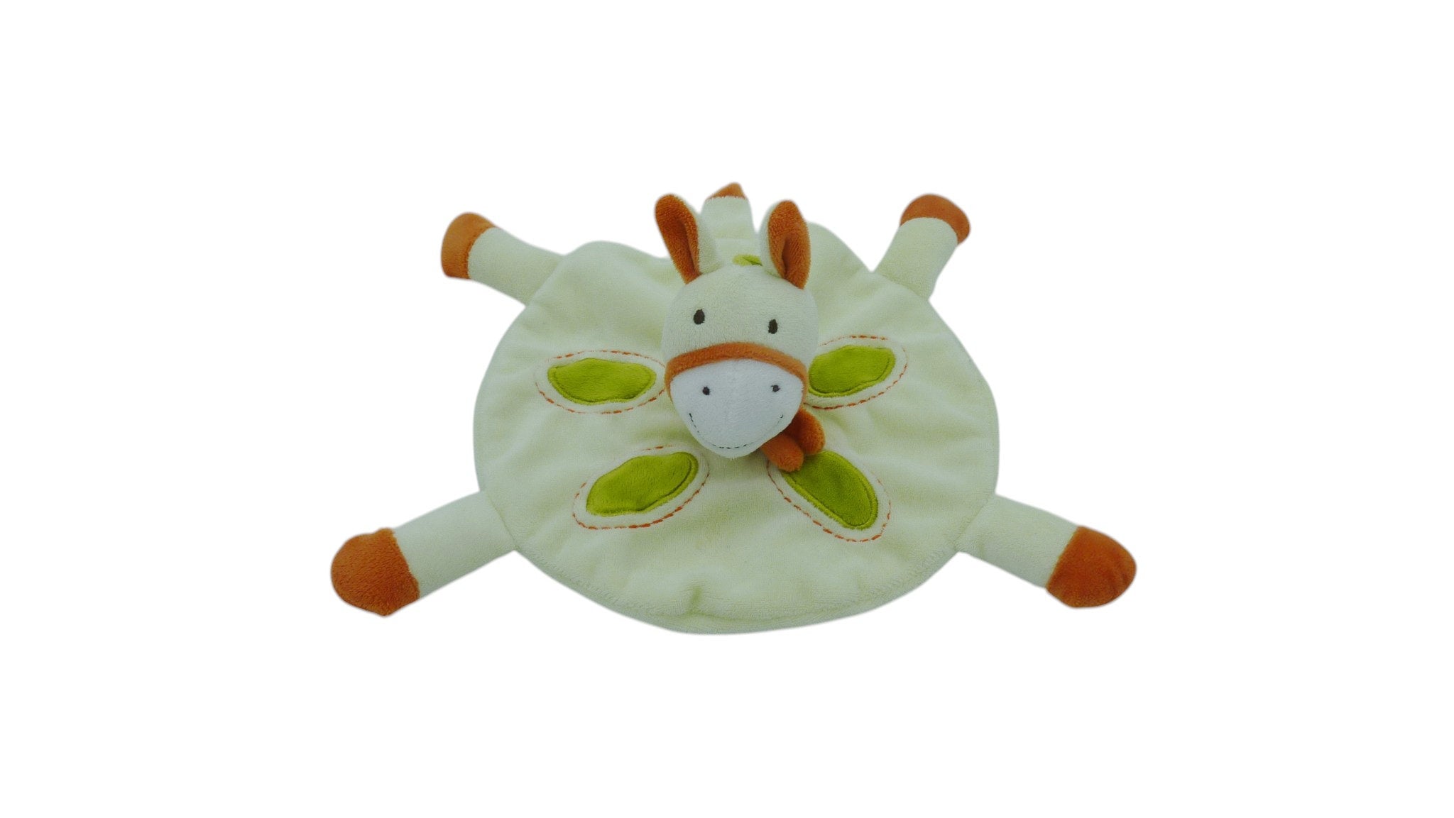 Doudou cheval plat vert orange - Kimbaloo