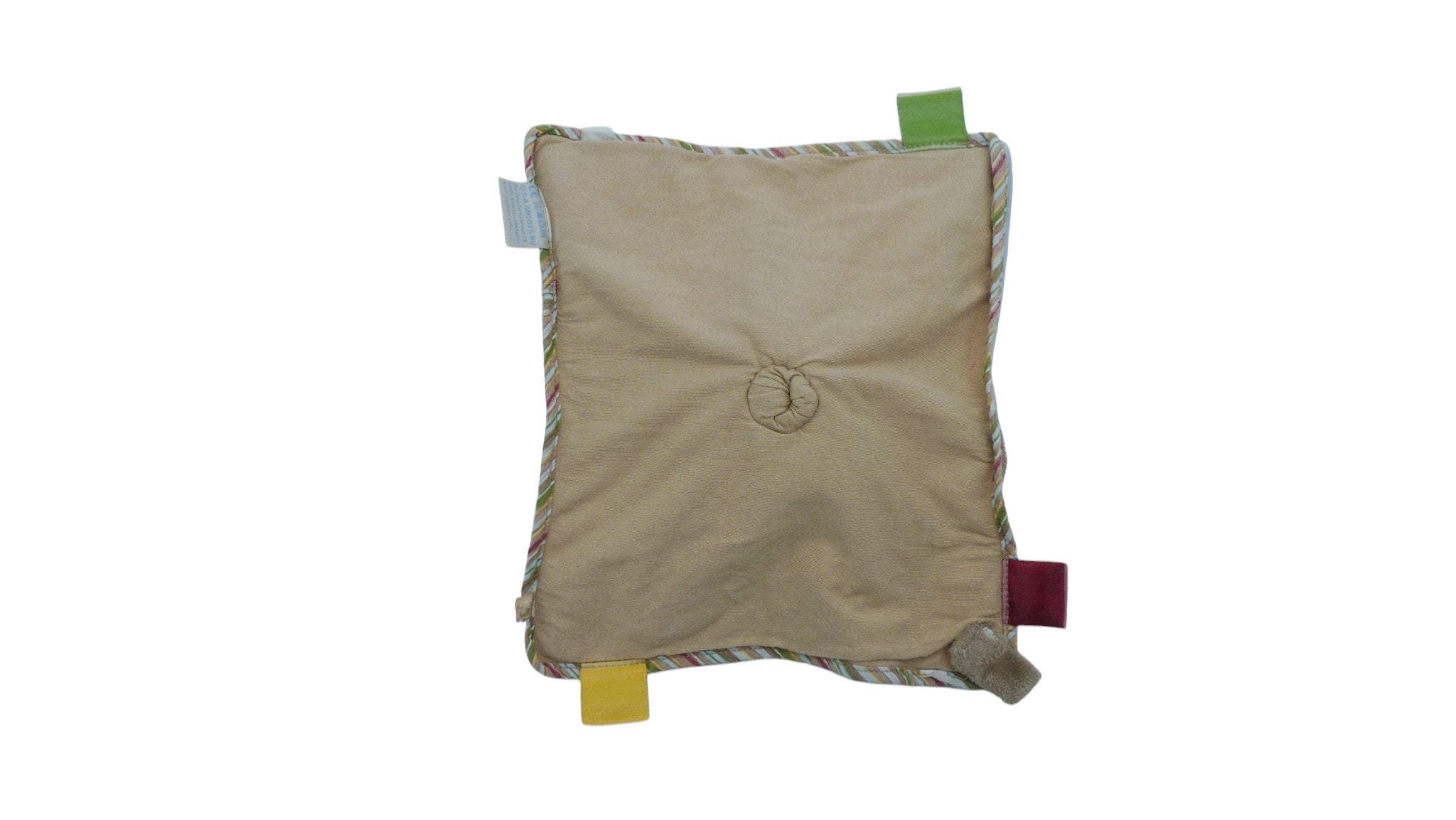 Doudou âne Paco plat attache tétine bleu marron - Noukie's