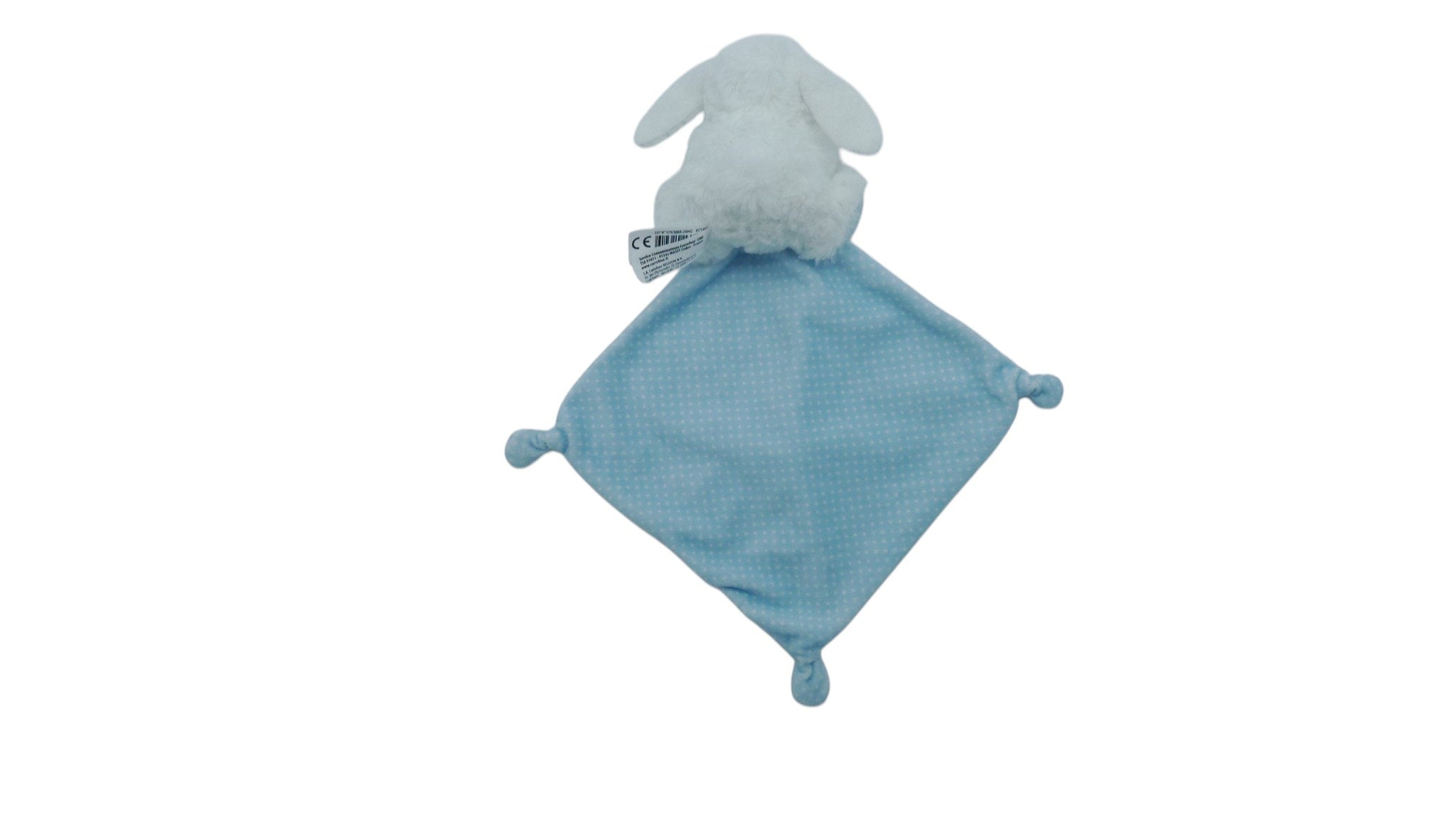 Peluche lapin mouchoir bleu blanc - Milk - Tex Baby 12 cm