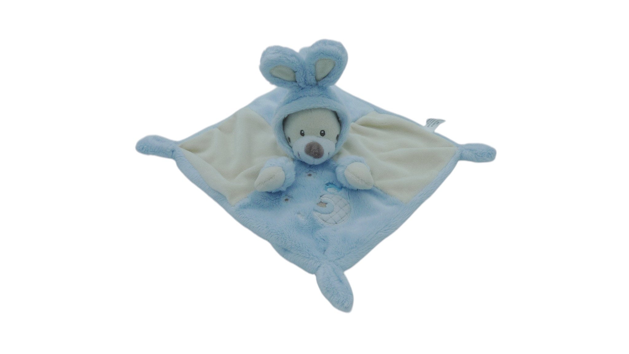 Doudou ours plat déguisé en lapin bleu - Auchan
