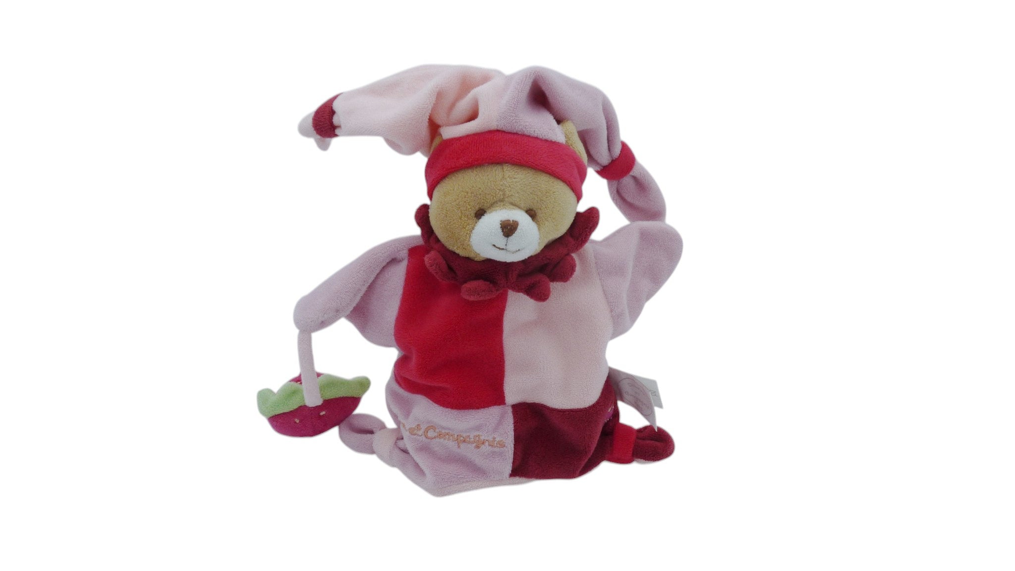 Doudou ours marionnette Mario rose parme - DC1492 Doudou et Compagnie