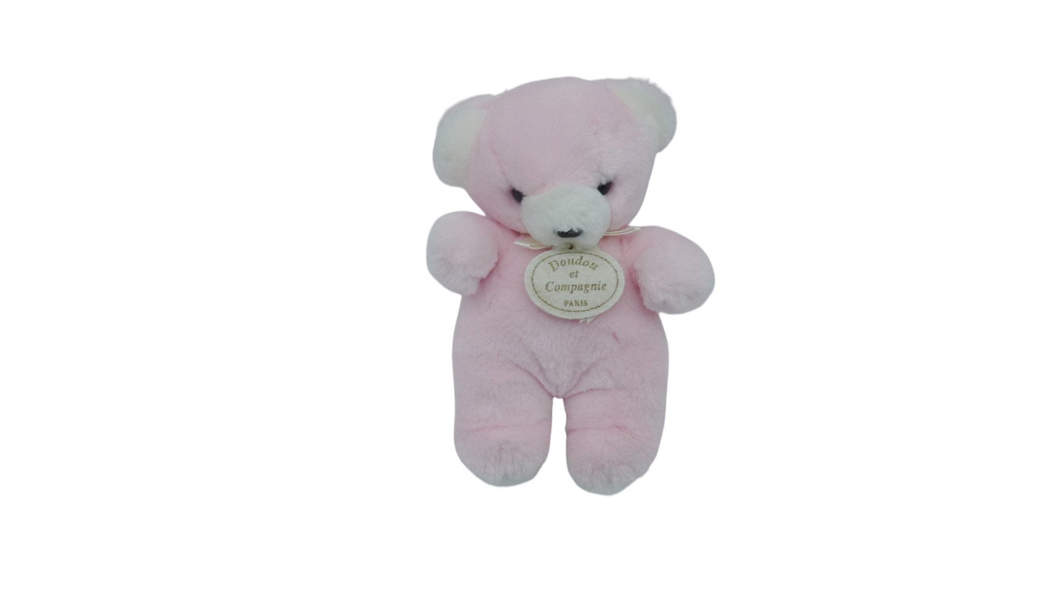 Peluche ours rose blanc - Doudou et Compagnie 22 cm