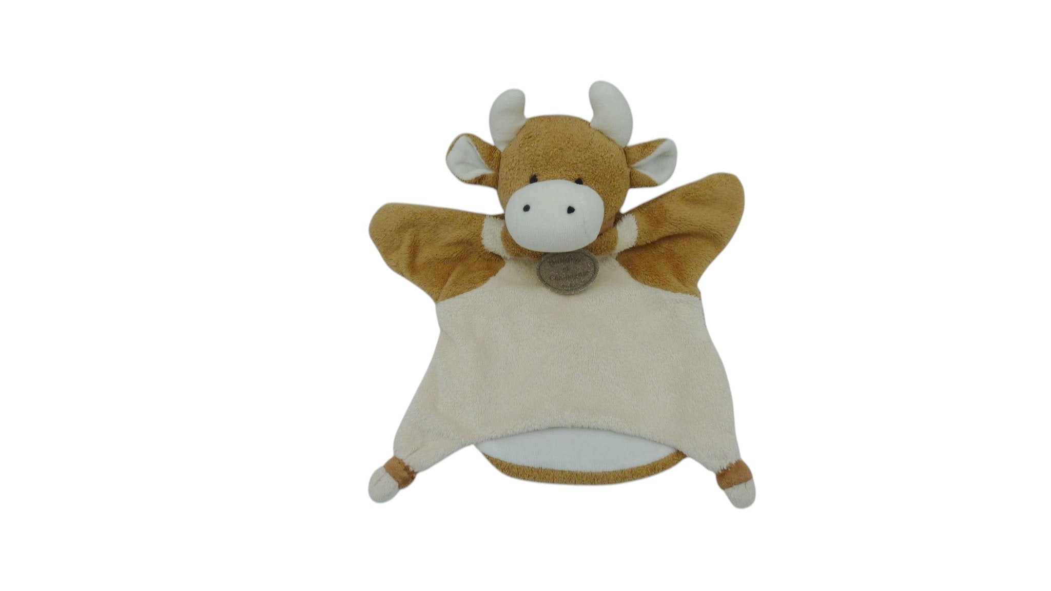 Doudou vache marionnette marron crème - Doudou et Compagnie 30 cm