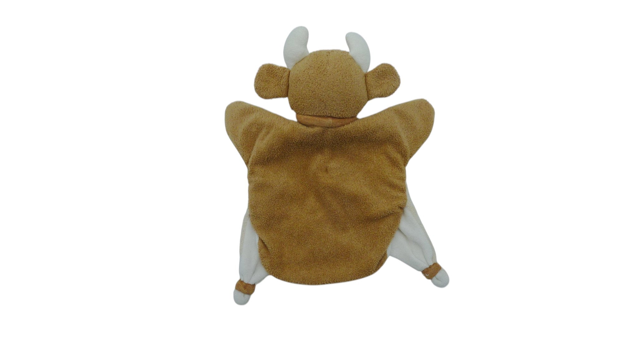 Doudou vache marionnette marron crème - Doudou et Compagnie 30 cm