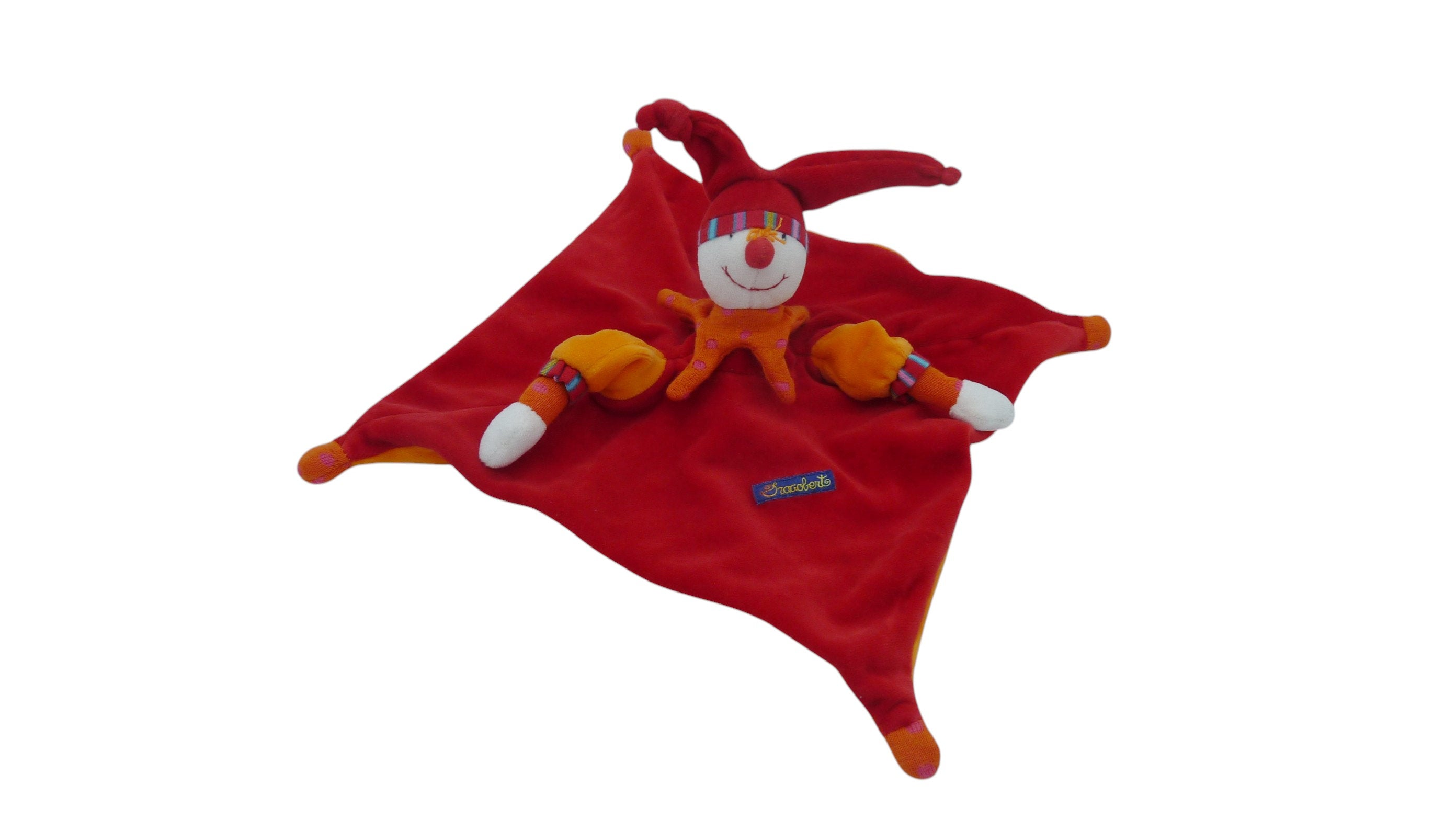Doudou lutin marionnette Dragobert rouge orange - Moulin Roty