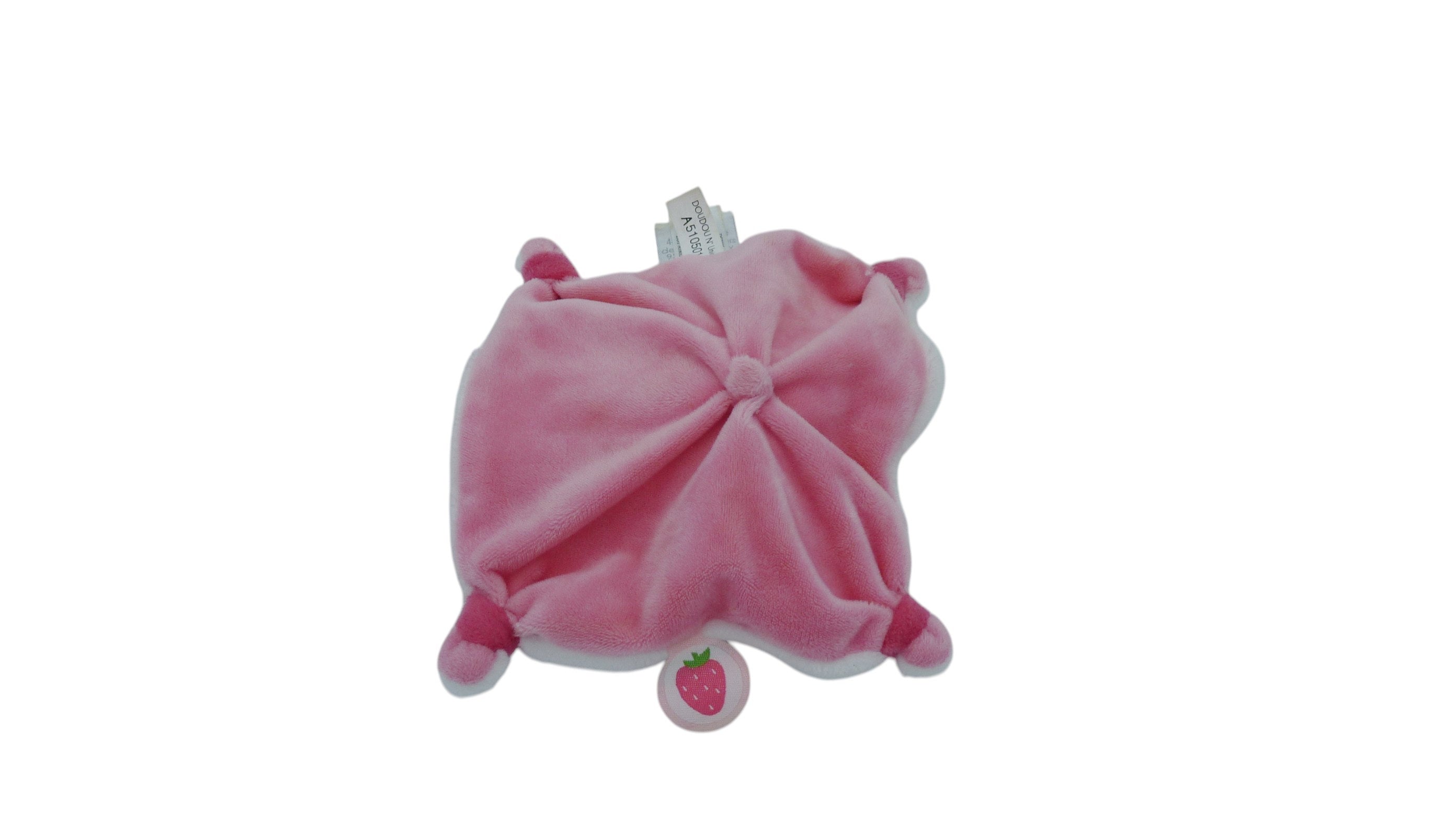 Doudou lapin plat blanc rose -DC3385 Doudou et compagnie