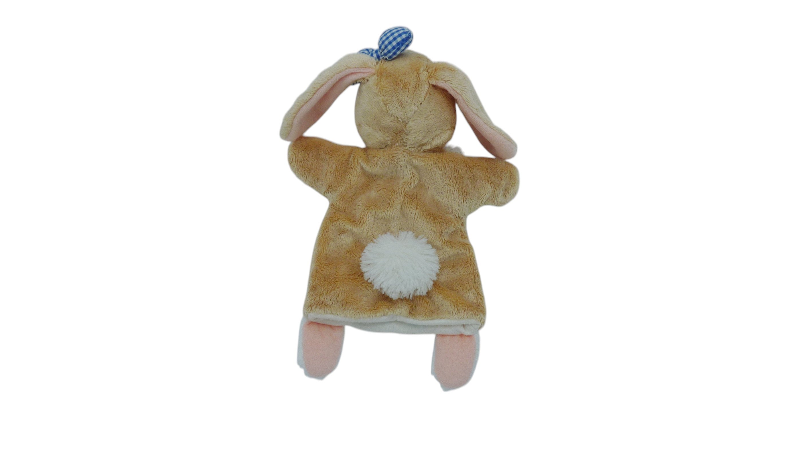 Doudou lapin marionnette marron blanc - Trudi 29 cm