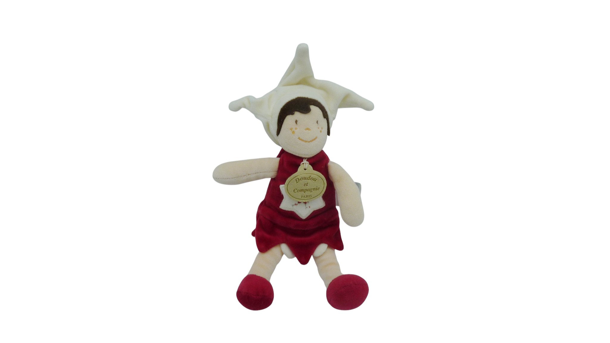Peluche poupée rouge - Doudou et Compagnie 23 cm