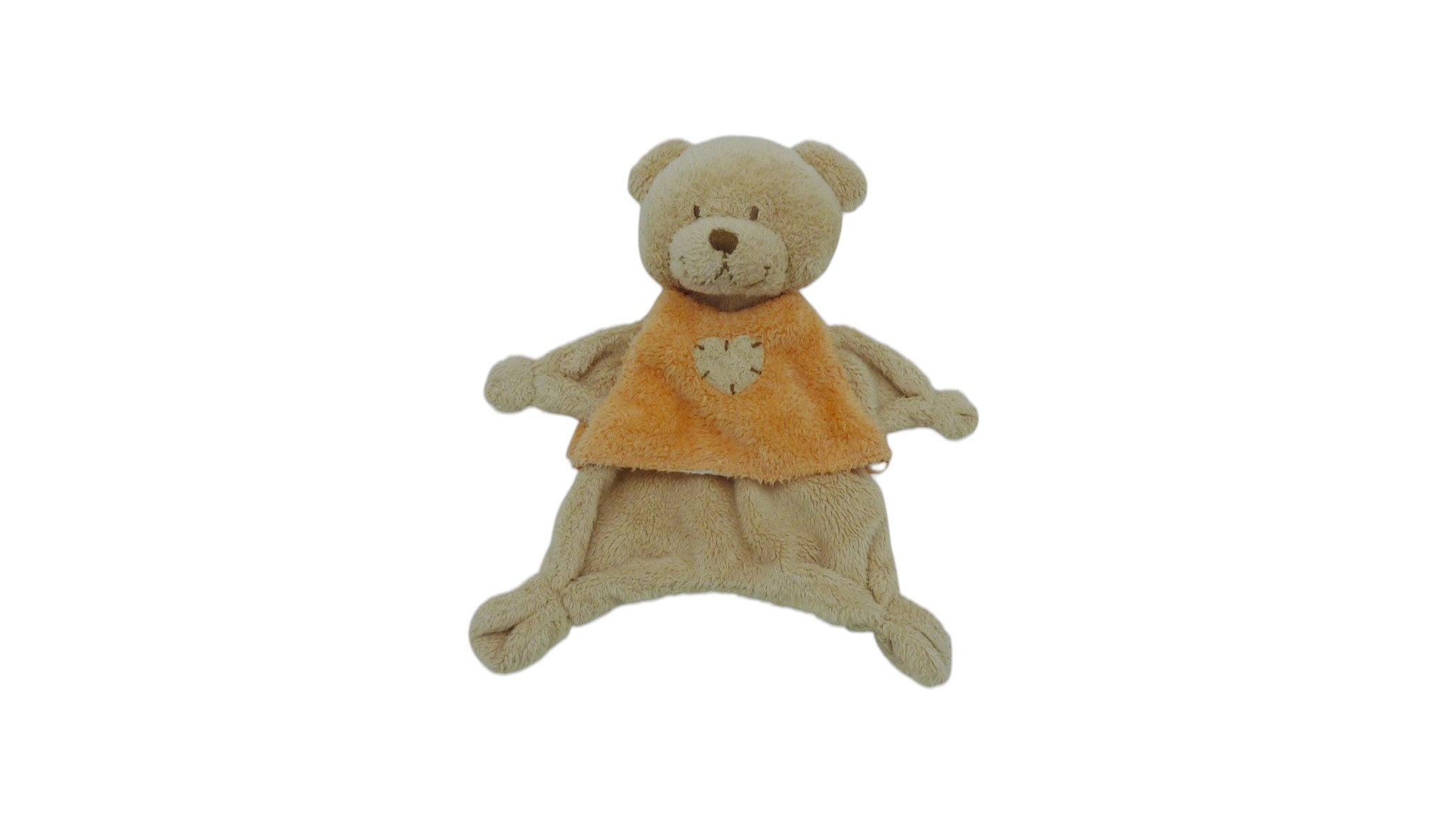Doudou ours plat marron abricot - Nicotoy