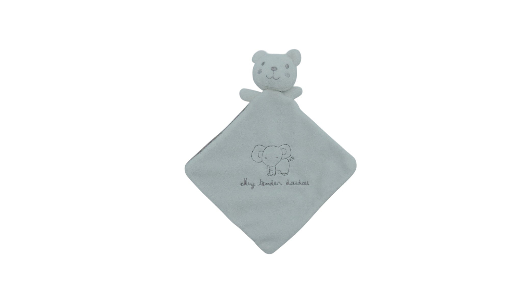 Doudou ours plat blanc gris - Nicotoy