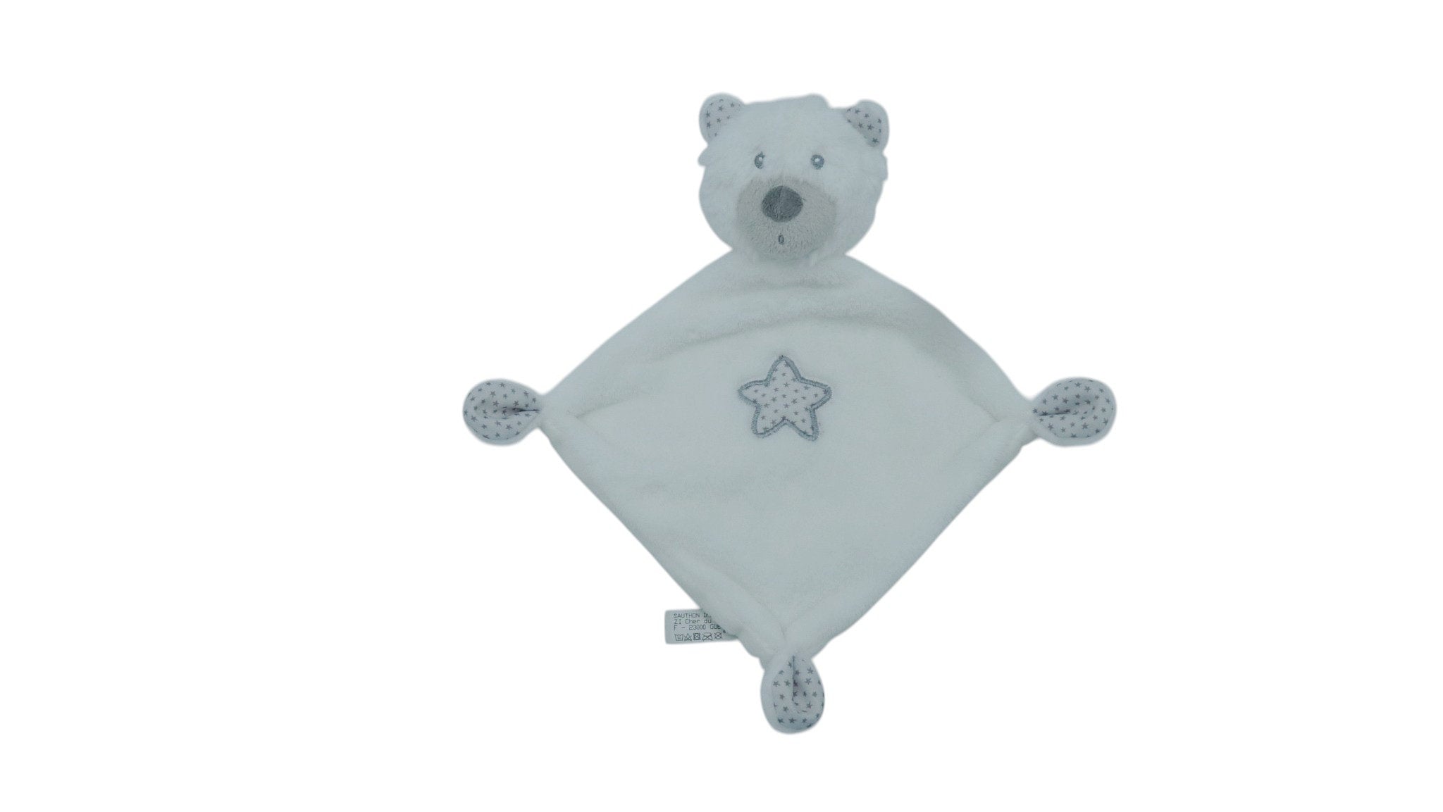 Doudou ours plat Celeste blanc - Sauthon