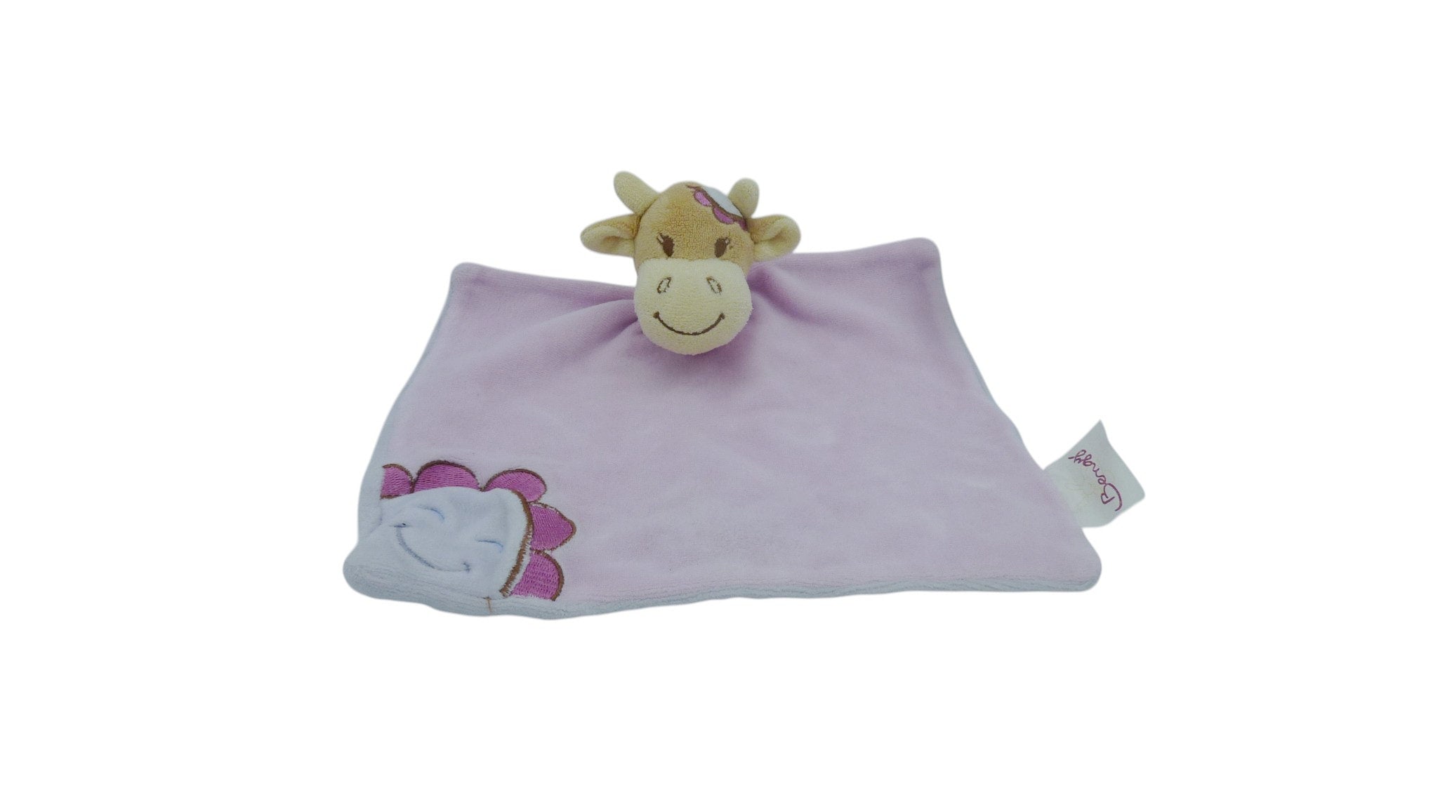 Doudou vache plat rose parme - Bengy