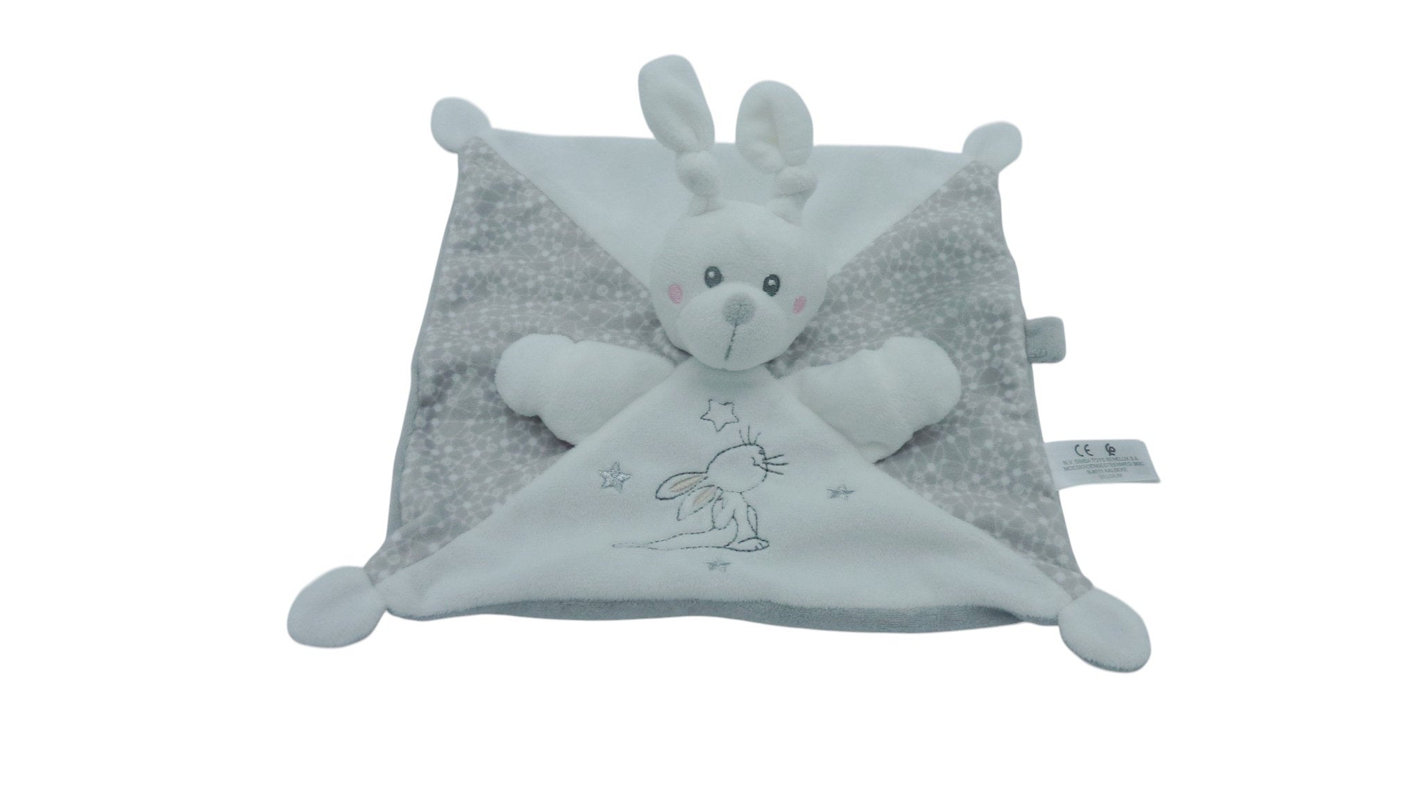 Doudou lapin plat blanc gris - Nicotoy Simba Toys