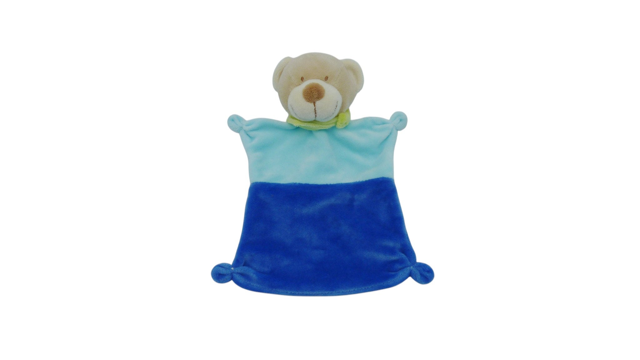 Doudou ours plat bleu turquoise - Nicotoy