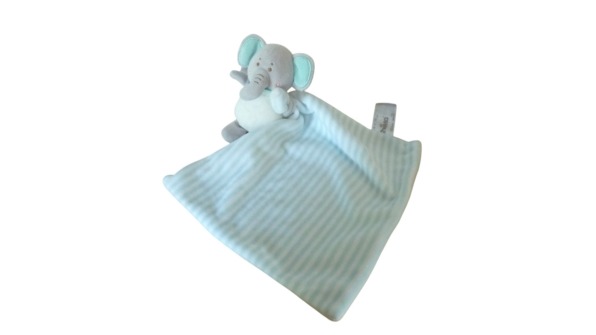 Peluche mouchoir éléphant vert blanc - Shima