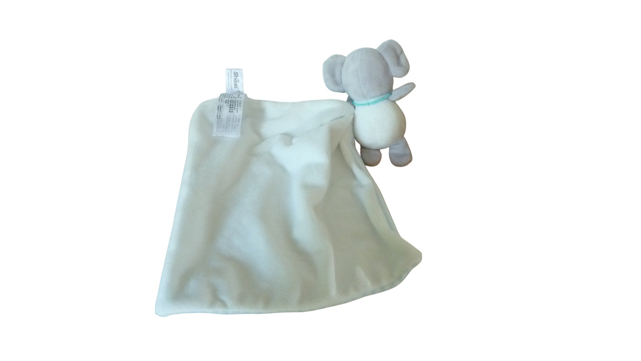 Peluche mouchoir éléphant vert blanc - Shima