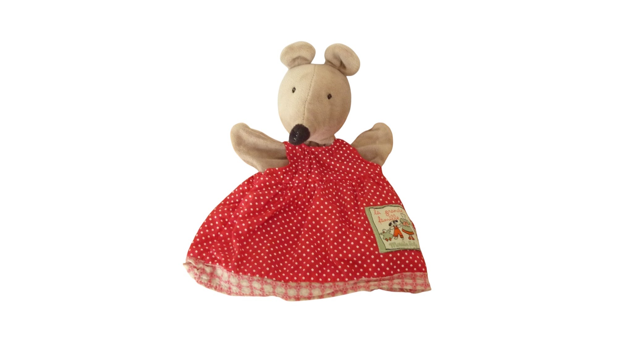 Doudou souris marionnette Nini - La Grande Famille -Moulin Roty