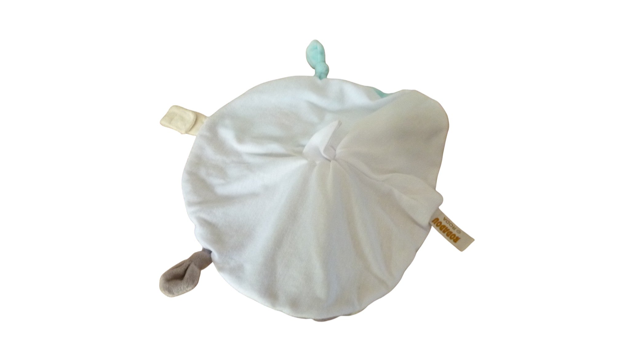 Doudou lapin plat bleu gris attache tétine - Roda