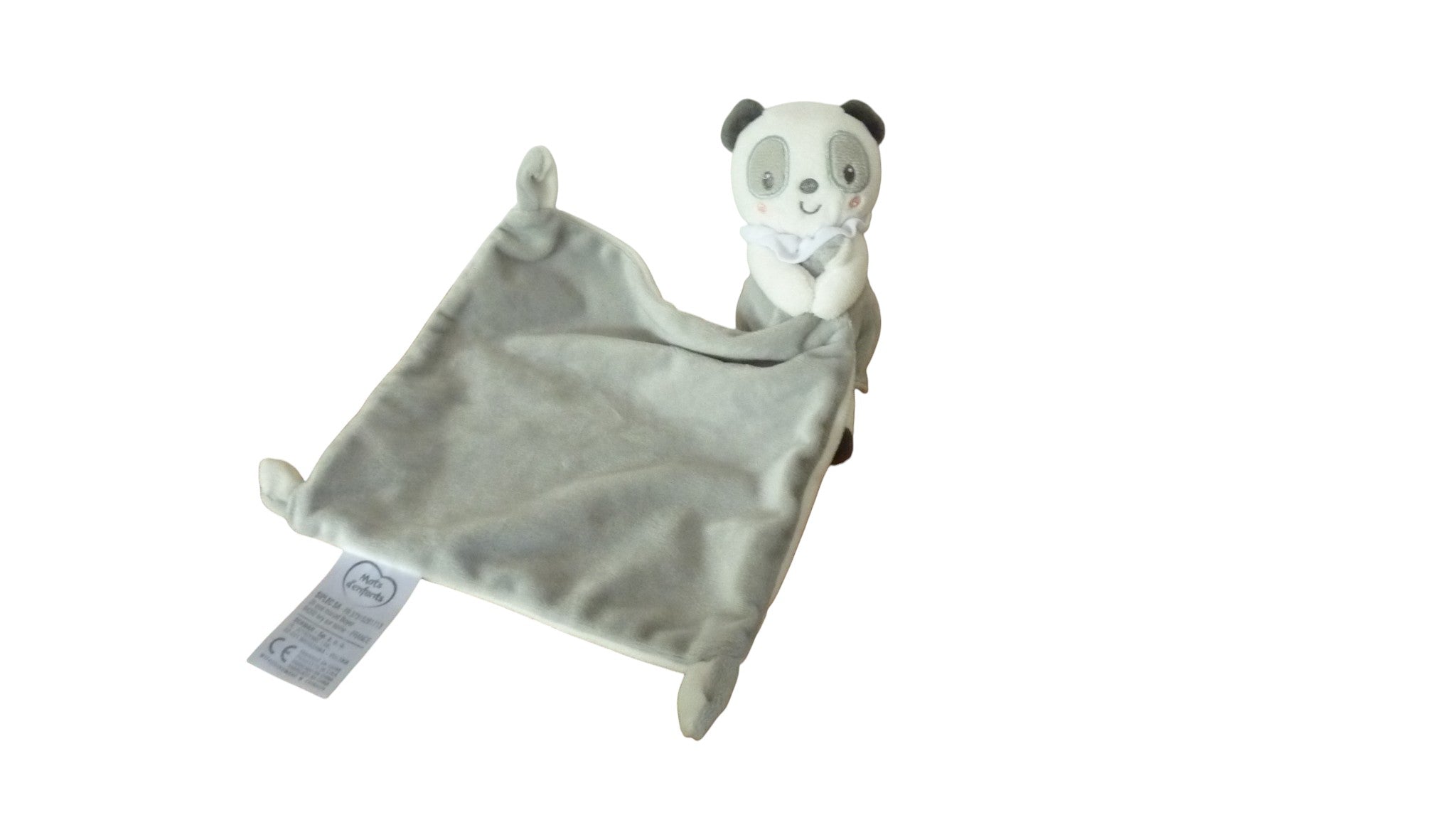 Peluche mouchoir panda gris blanc - Mots d'Enfants