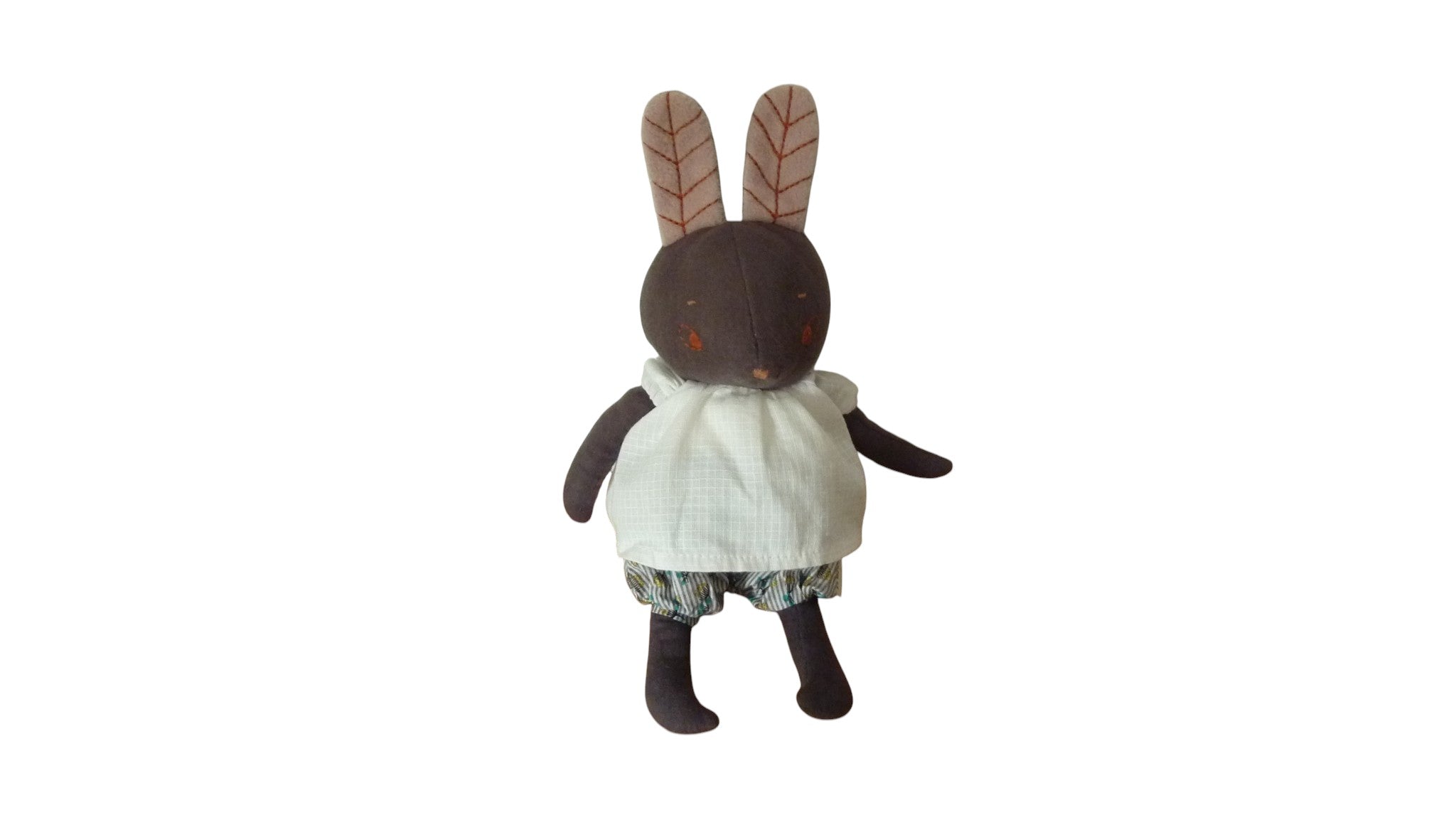 Peluche lapin Lune noir blanc - Après la Pluie - Moulin Roty 23 cm