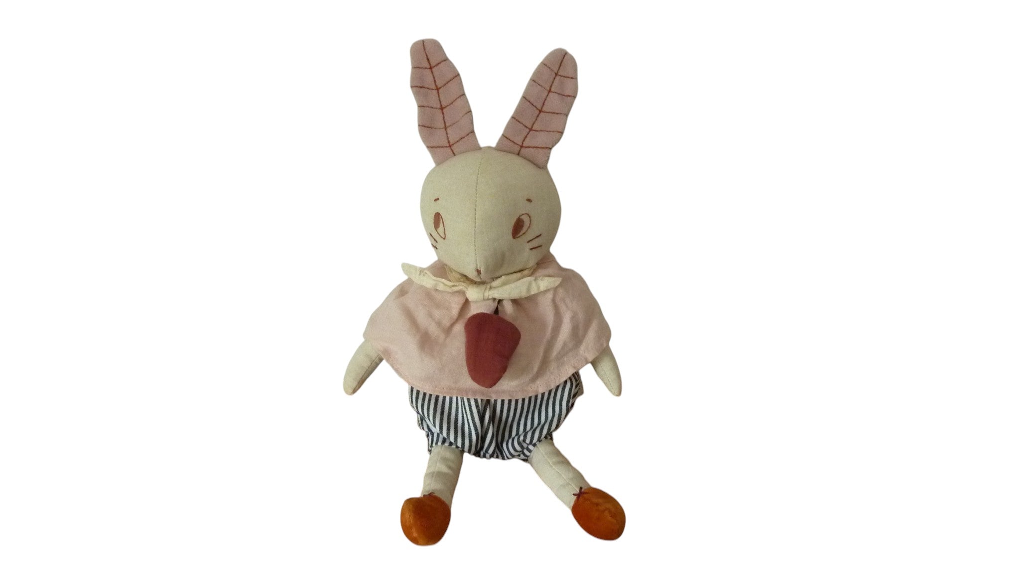 Peluche musicale lapin beige rose - Après la Pluie - Moulin Roty 30 cm