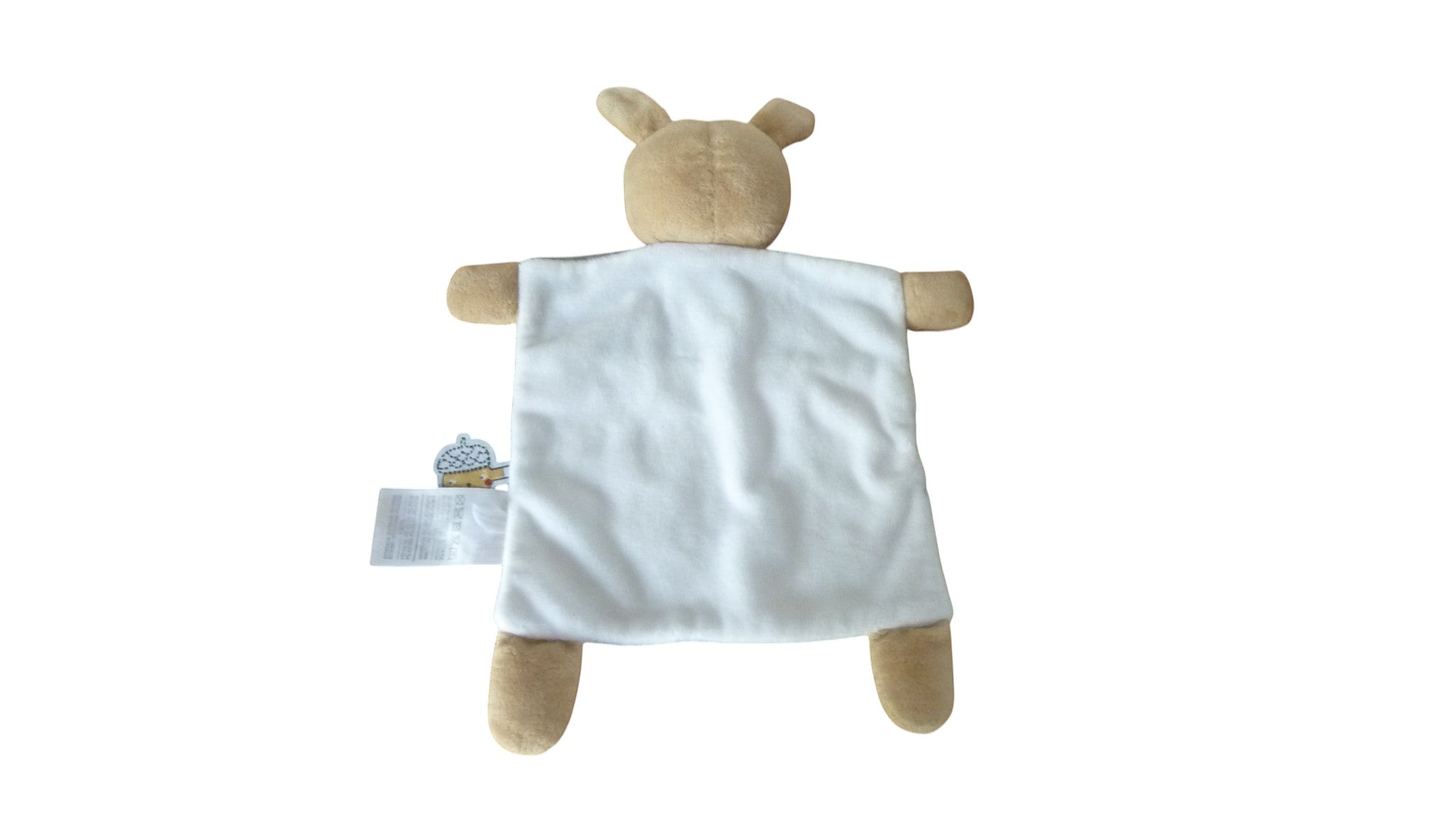 Doudou lapin masqué plat blanc gris - Mots d'Enfants