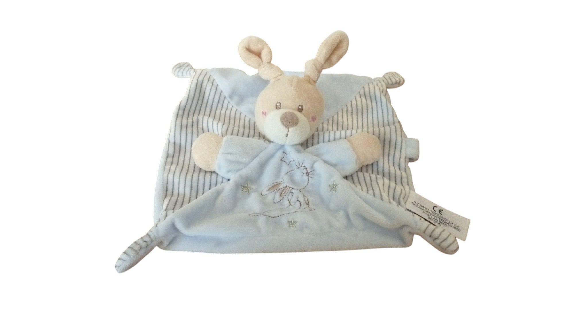 Doudou lapin plat bleu attache sucette - Nicotoy Simba Toys