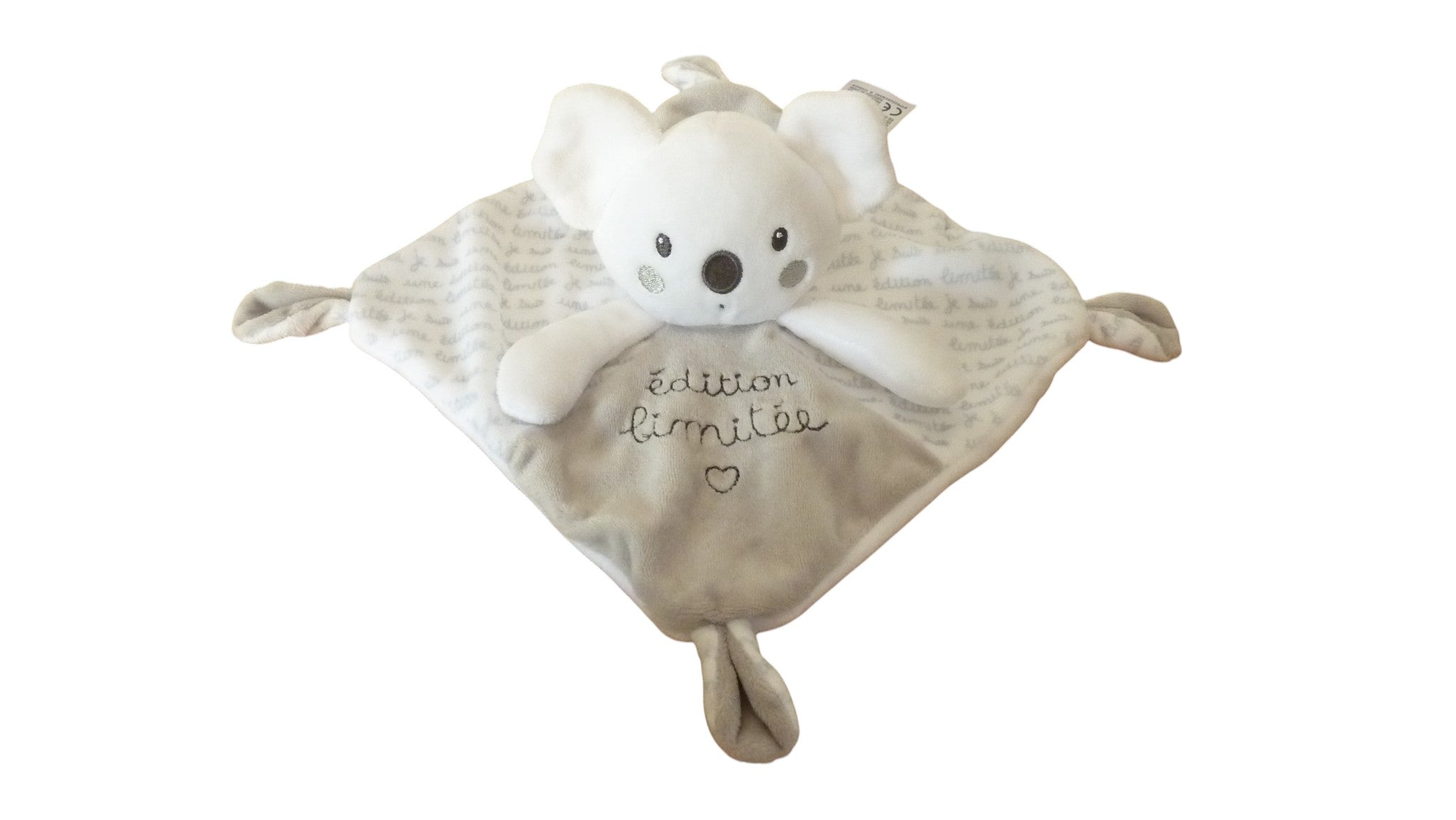 Doudou koala plat blanc gris - Mots d'Enfants