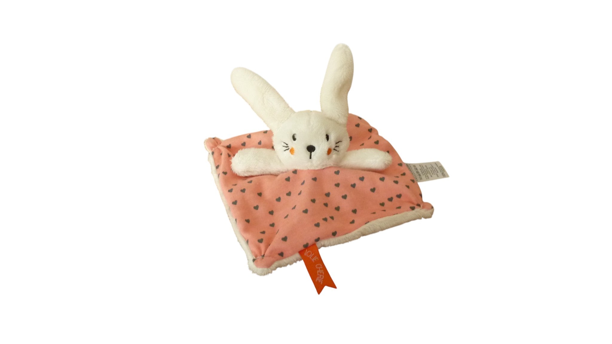 Doudou lapin plat orange blanc - La Redoute