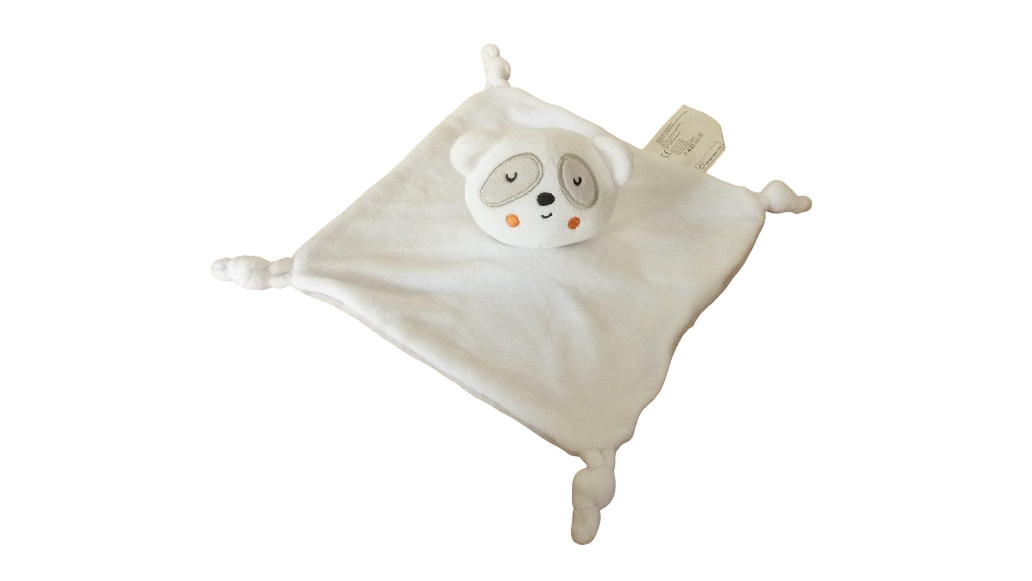 Doudou panda plat blanc gris - Siplec
