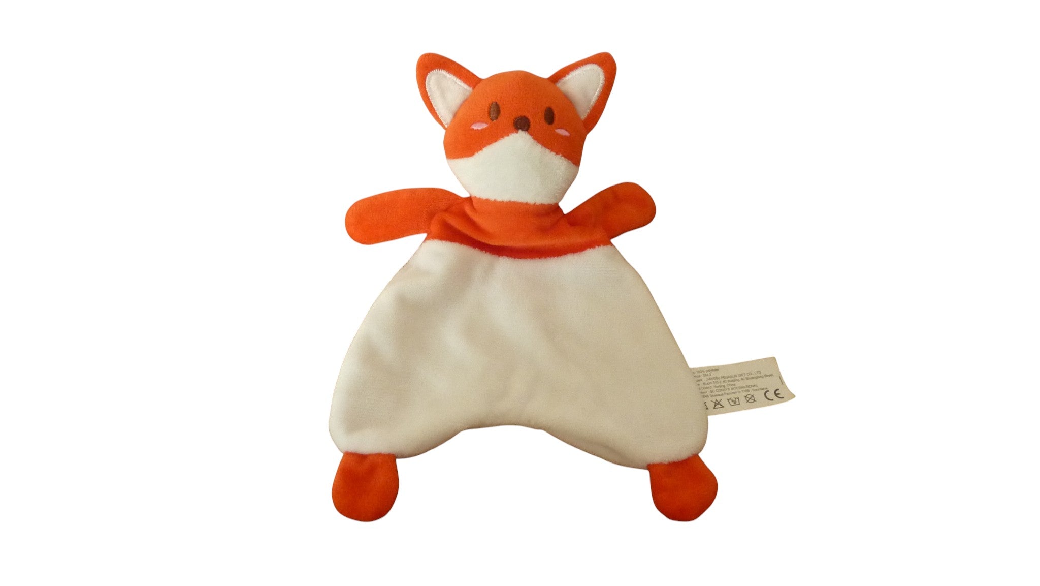 Doudou renard plat orange blanc - Jiangsu Pegasus