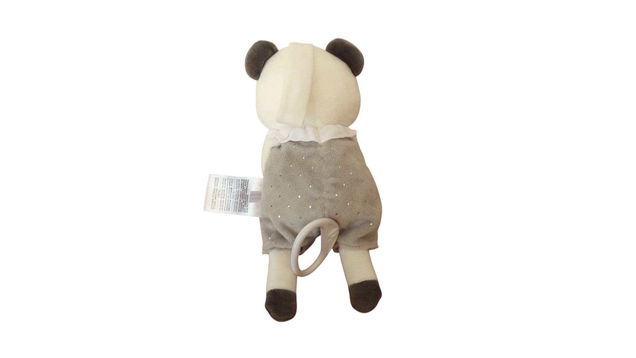 Peluche panda musicale blanc gris - Mots d'Enfants 26 cm