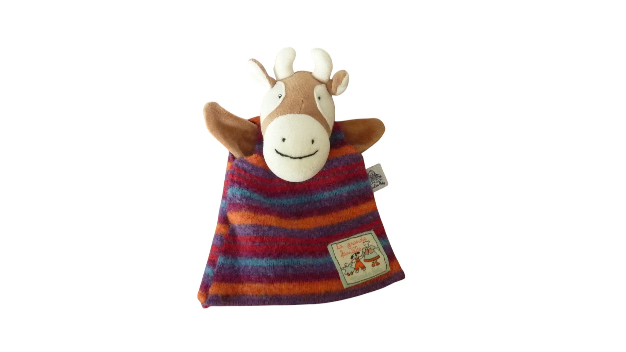 Doudou vache marionnette - La Grande Famille - Moulin Roty