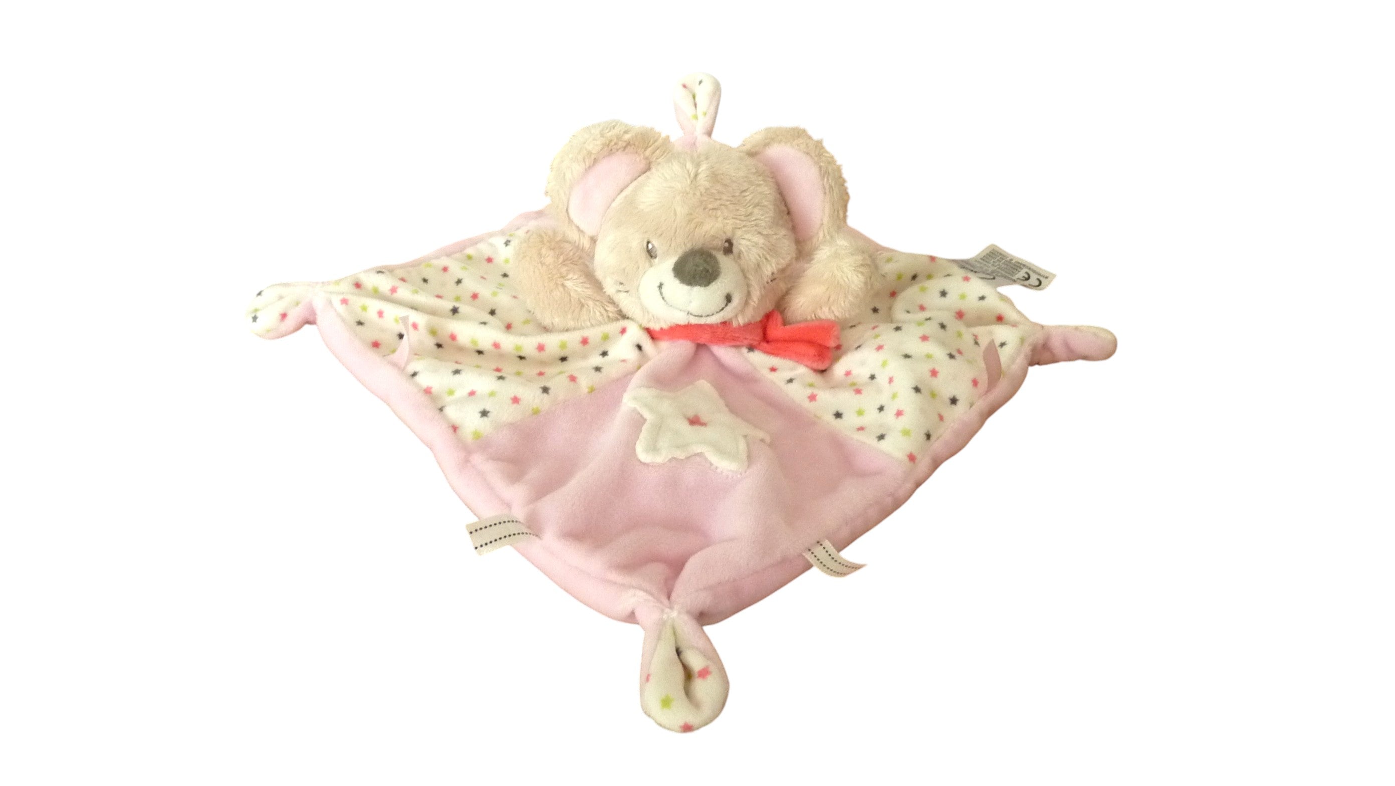 Doudou souris plat rose - Mots d'Enfants