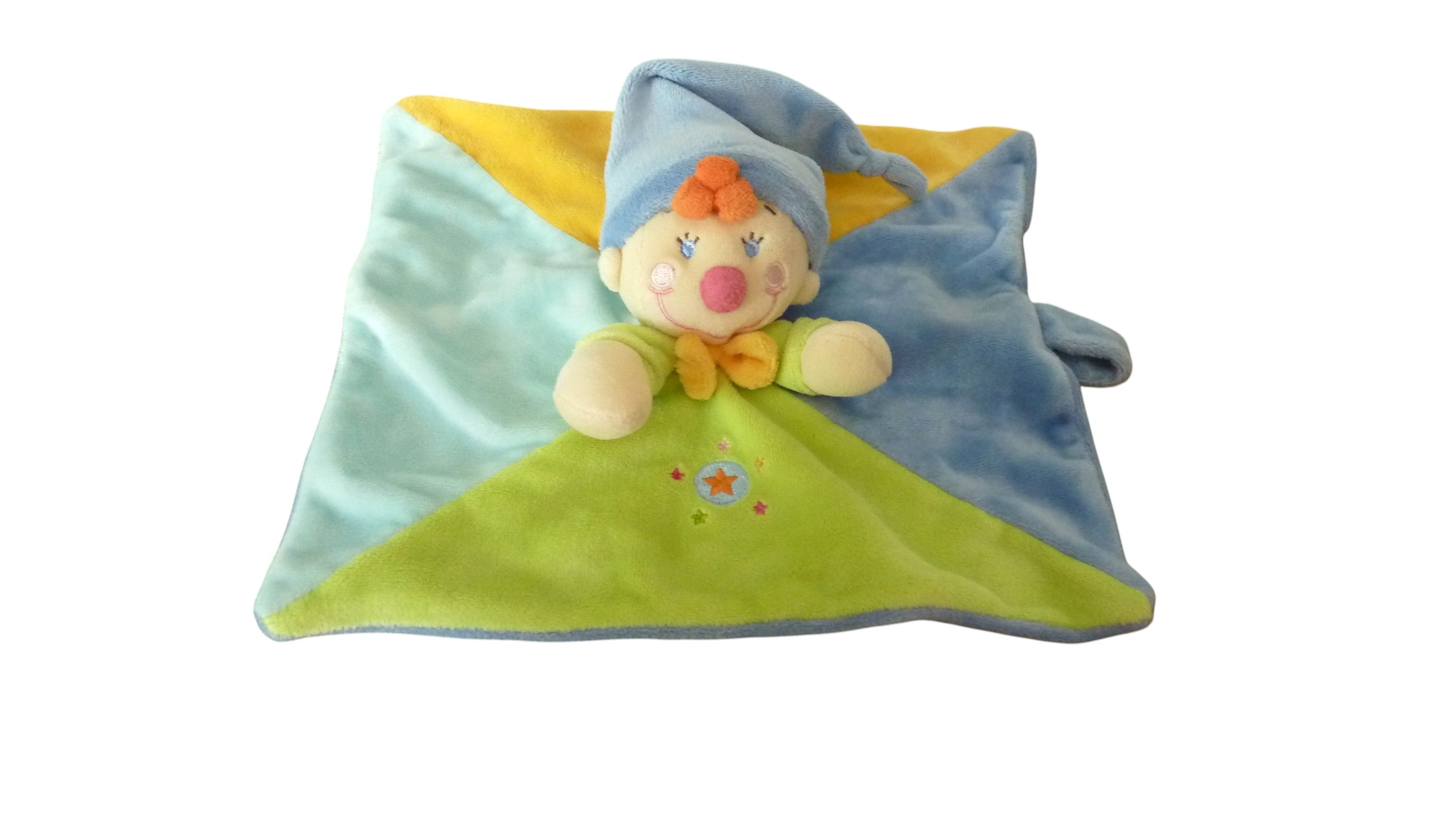 Doudou lutin plat multicolore attache tétine - Nicotoy