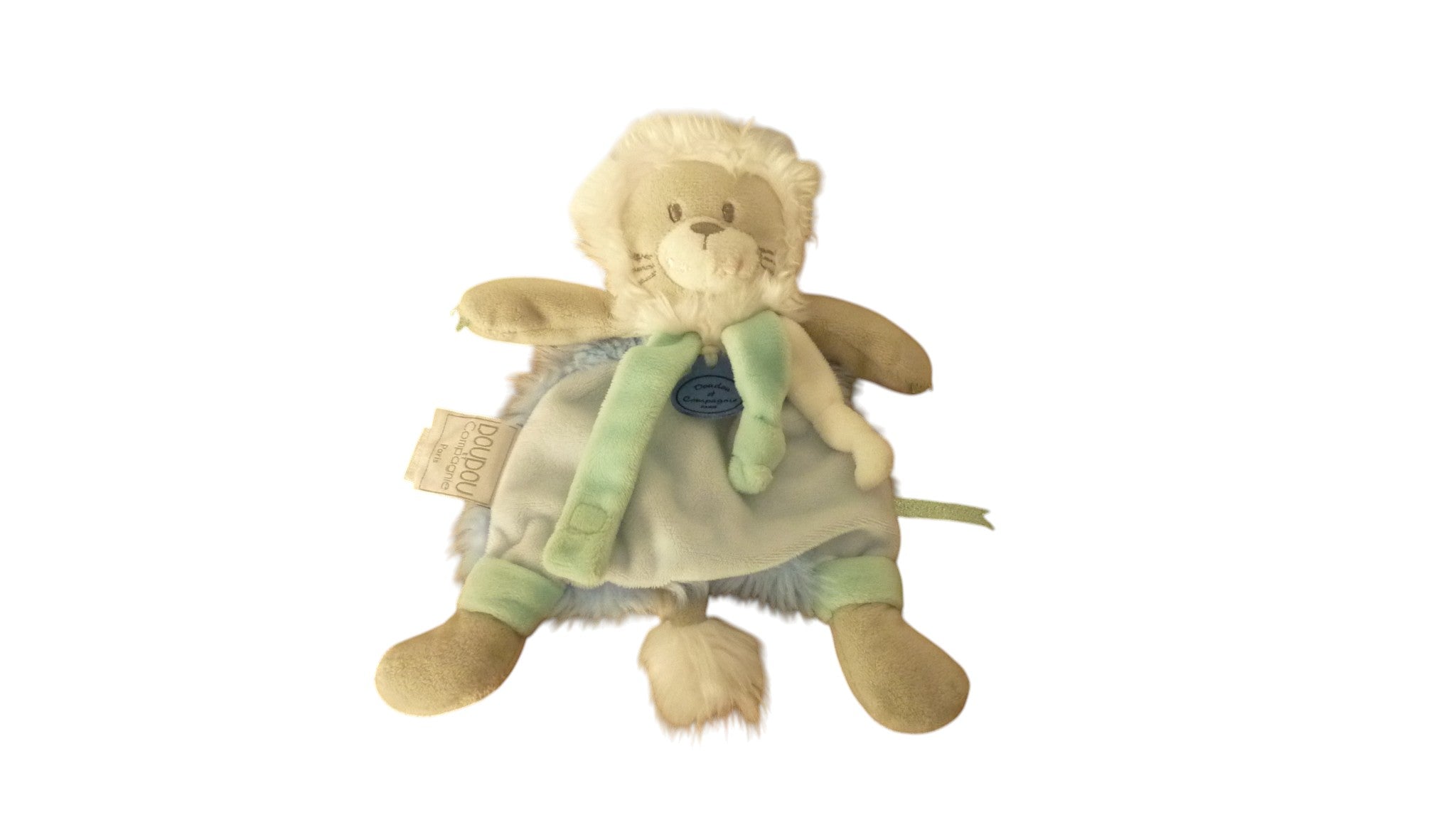 Doudou lion attache sucette bleu - DC3370 Doudou et Compagnie