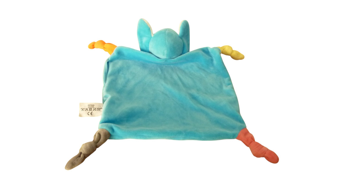 Doudou éléphant plat bleu cœur rouge - Crapouille - Sandy